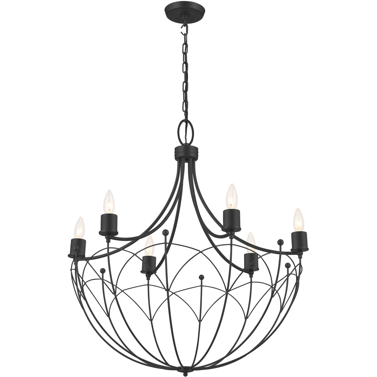Homestead Topiary 6 Light 28.25 inch Textured Black Chandelier Ceiling Light