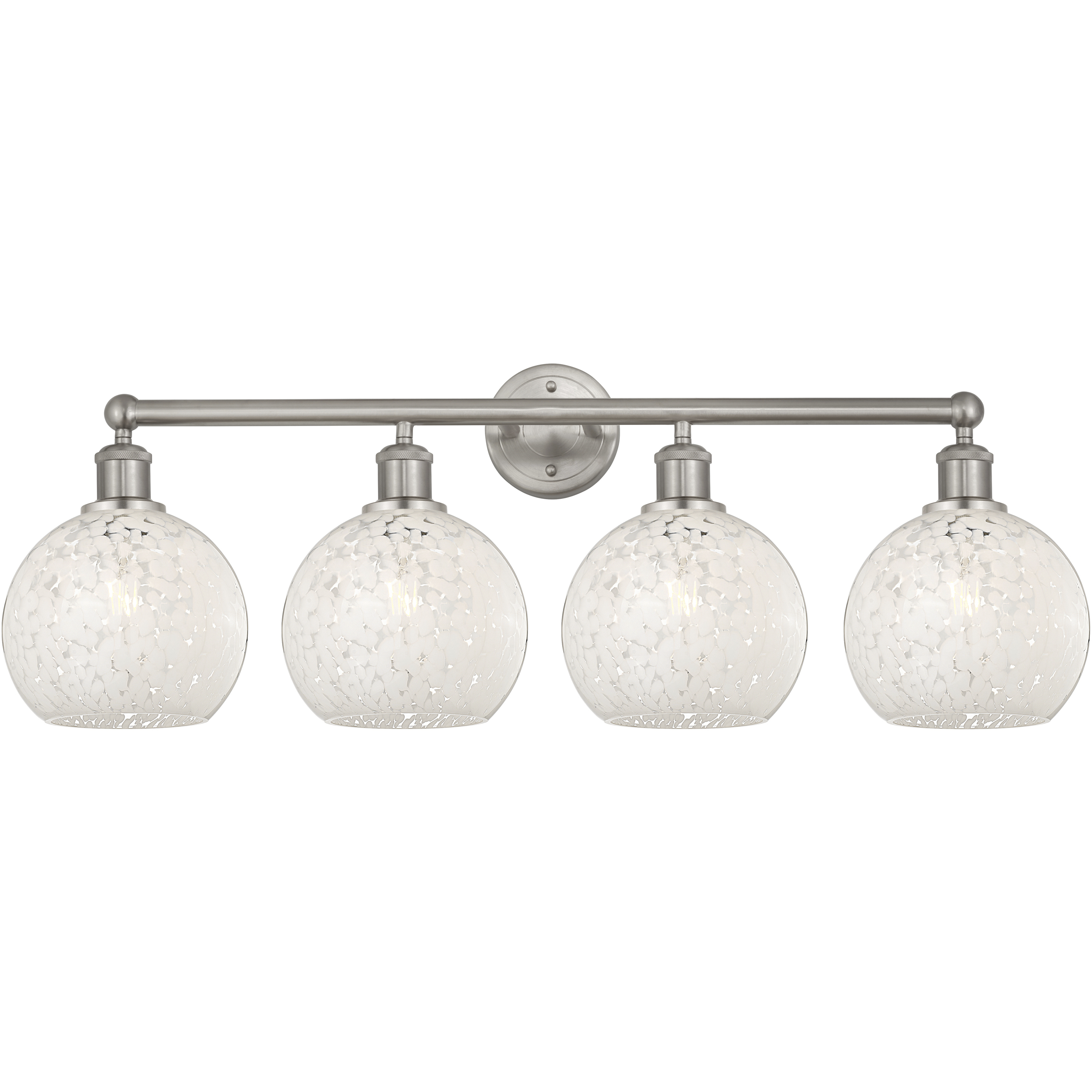 Edison White Mouchette 4 Light 35 inch Satin Nickel Bath Vanity Light Wall Light