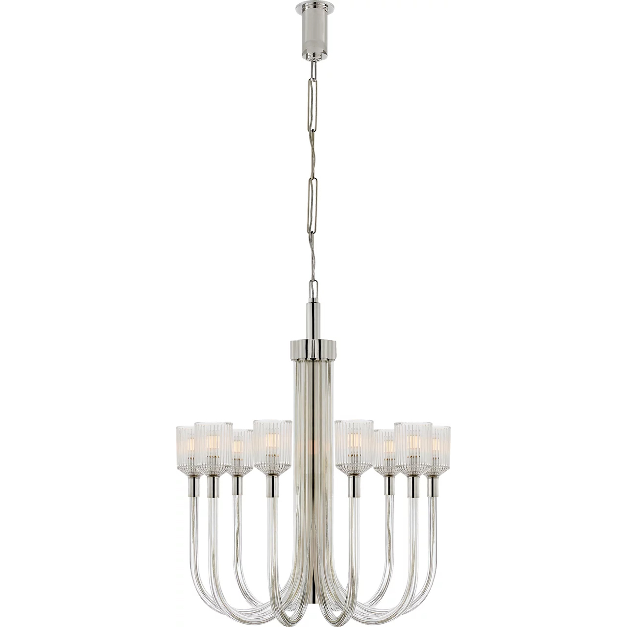 Kelly Wearstler Reverie 10 Light 30 inch Clear Ribbed Glass and Polished Nickel Single Tier Chandelier Ceiling Light in Clear Glass and Polished Nickel, Medium