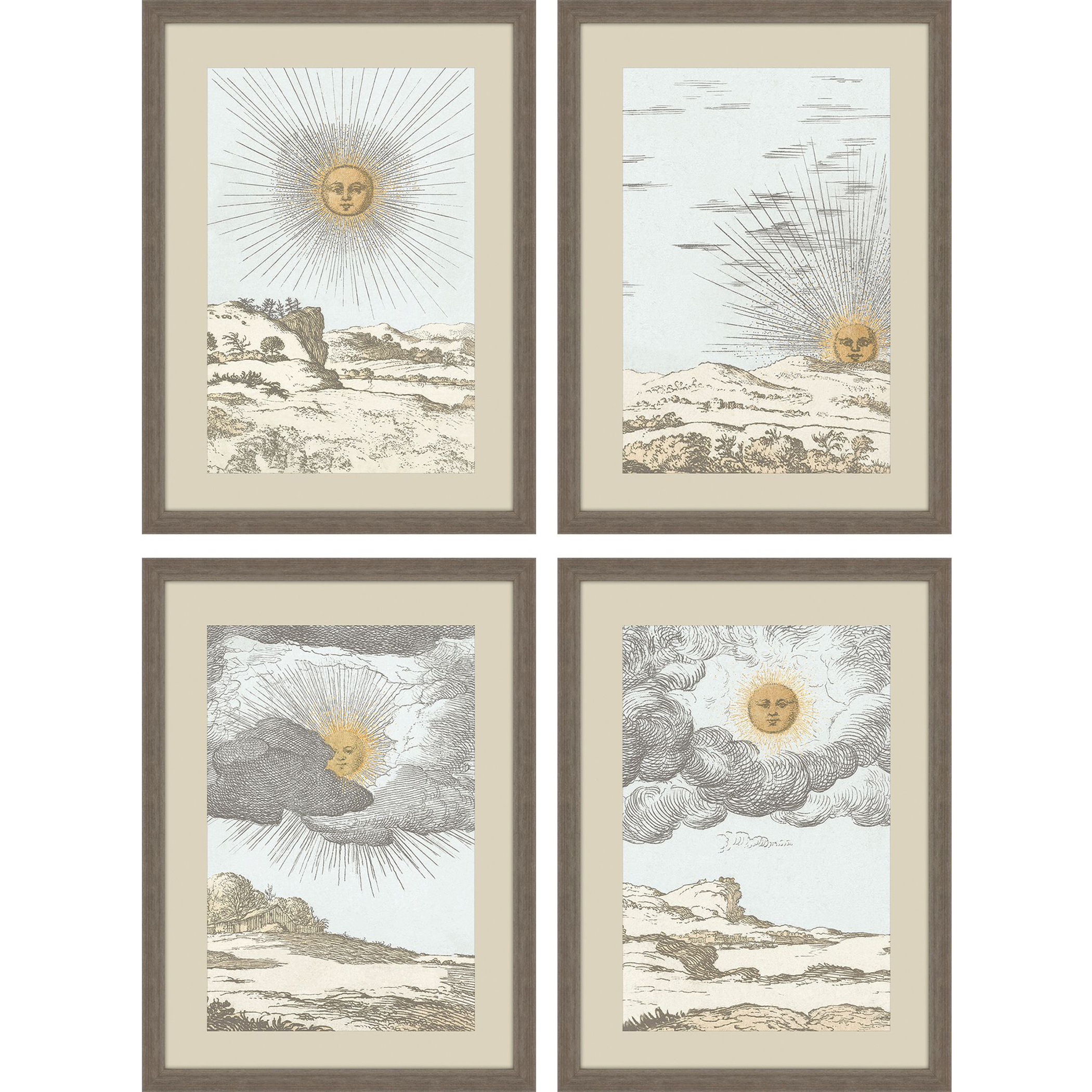 Sun White and Beige and Blue Framed Art