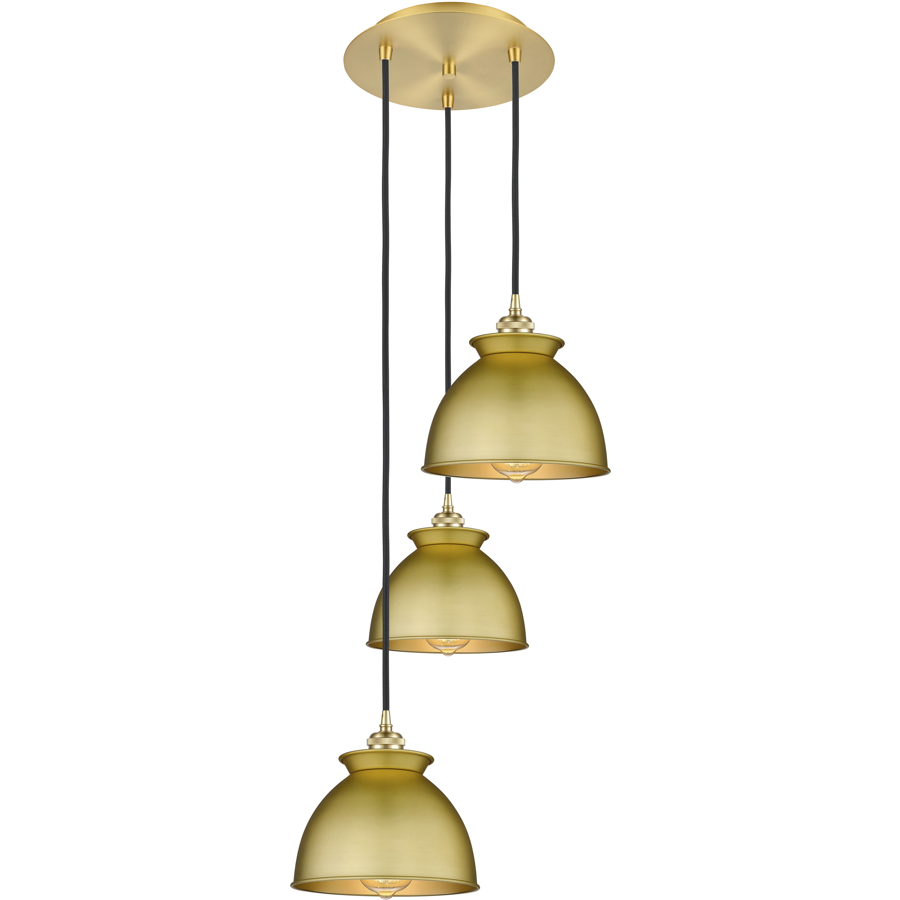 Adirondack 3 Light 9.88 inch Satin Gold Multi Pendant Ceiling Light
