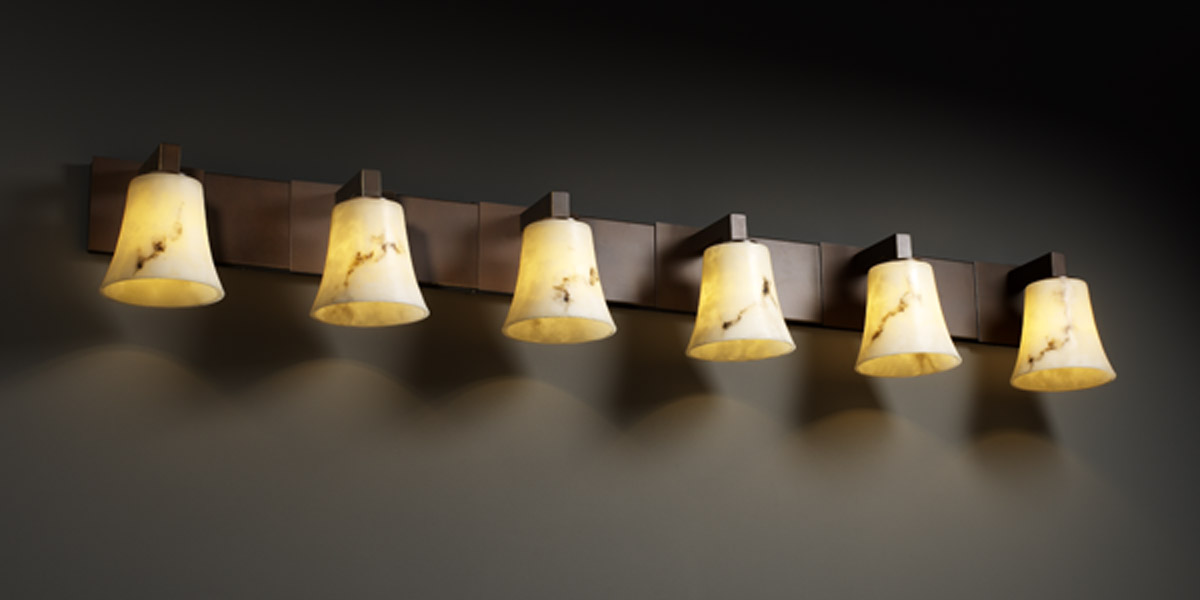 Lumenaria 6 Light 55.75 inch Dark Bronze Bath Bar Wall Light in Round Flared, Incandescent