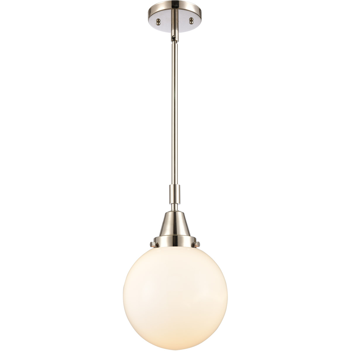 Beacon 1 Light 8 inch Polished Nickel Mini Pendant Ceiling Light in Matte White Glass