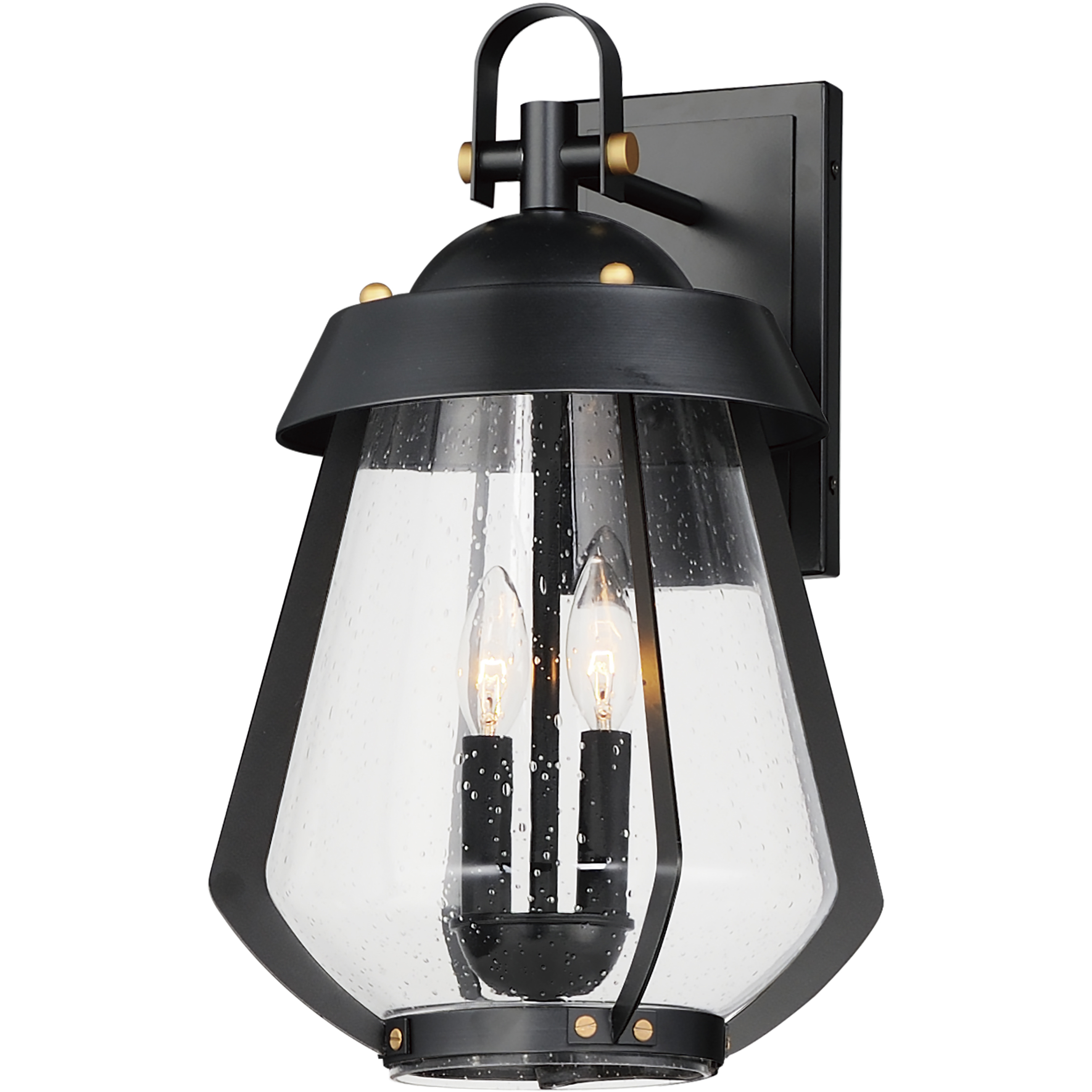 Mariner 2 Light 17.5 inch Black and Antique Brass Outdoor Wall Mount, Large