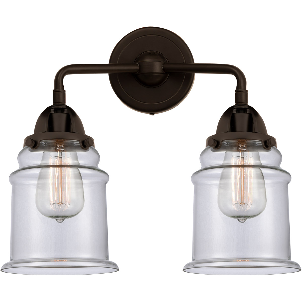 Nouveau 2 Canton LED 14 inch Oil Rubbed Bronze Bath Vanity Light Wall Light in Clear Glass