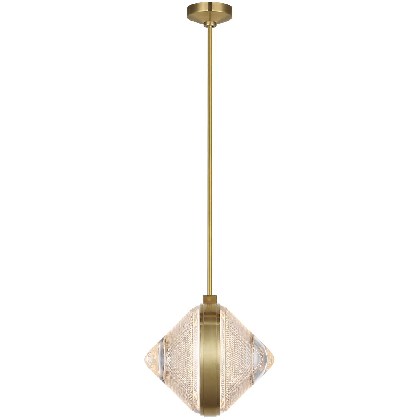 Waterford Copper Coast LED 15 inch Natural Brass Karo Cut Pendant Ceiling Light