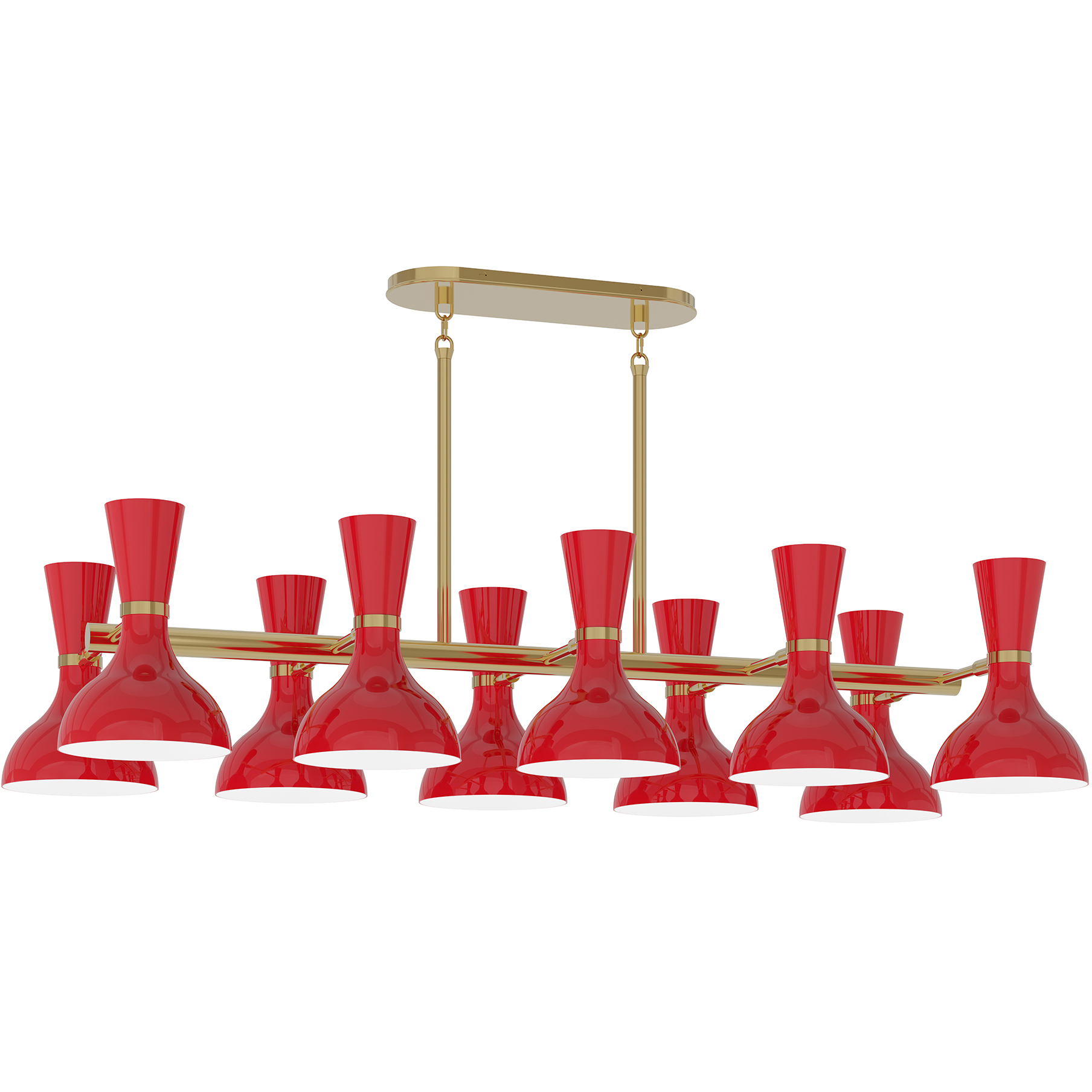 Clare 10 Light 45.75 inch Modern Brass Chandelier Ceiling Light in Ruby Red