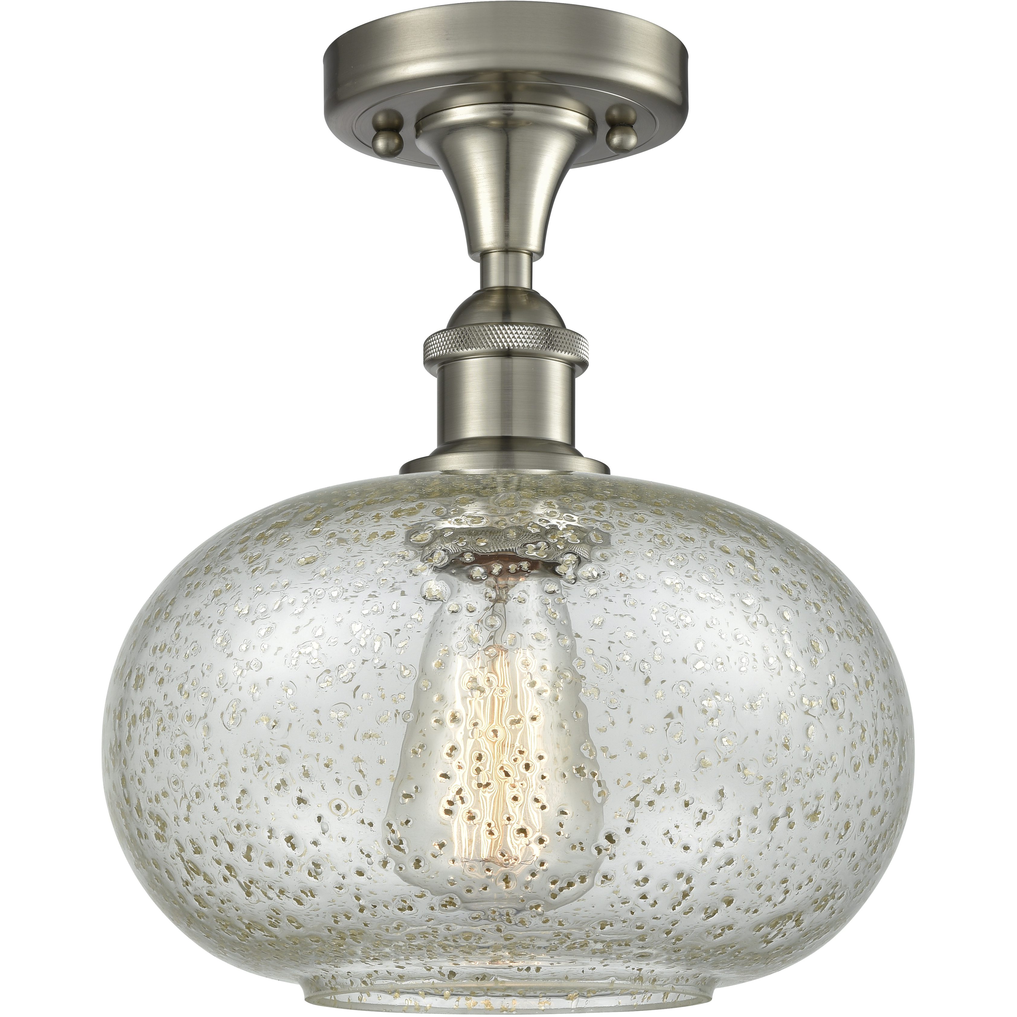 Edison Gorham 1 Light 9.5 inch Brushed Satin Nickel Flush Mount Ceiling Light in Mica Glass