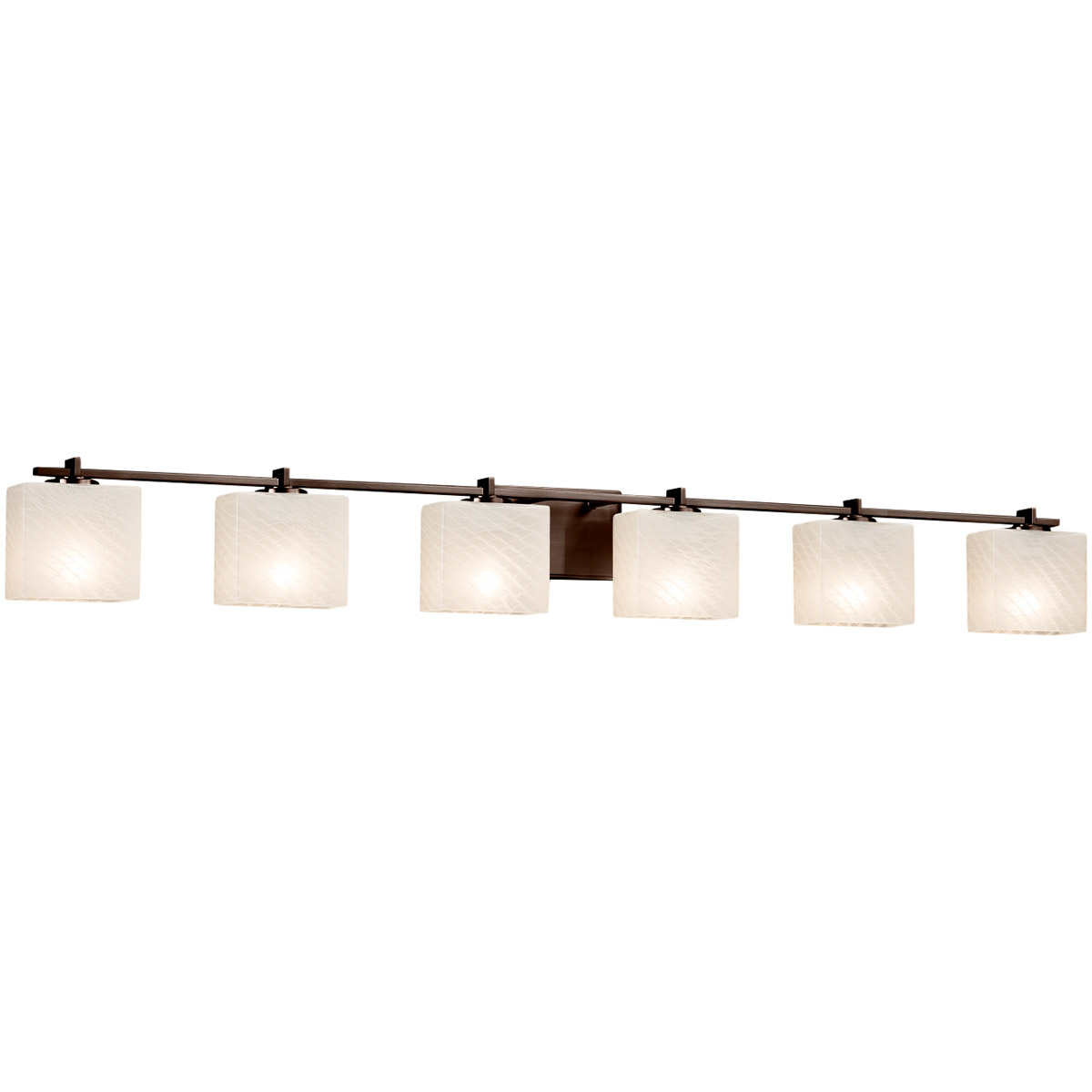 Fusion 6 Light 55.5 inch Dark Bronze Bath Bar Wall Light in Rectangle, Incandescent, Weave Fusion
