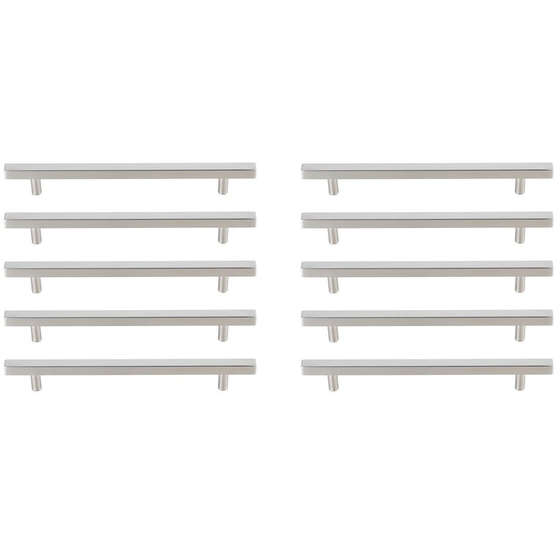 Dior Brushed Nickel Hardware Drawer Pull in 7-9/16in Center to Center Bar, Set of 10