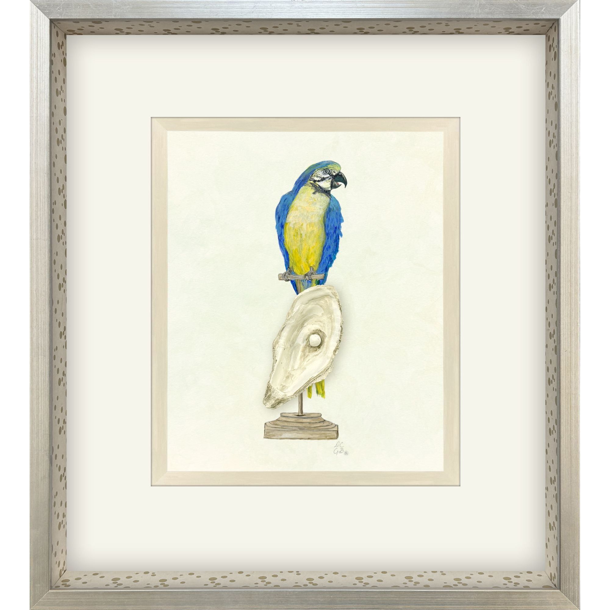 Treasure Parrot Blue and Green and Multi and Yellow Framed Art
