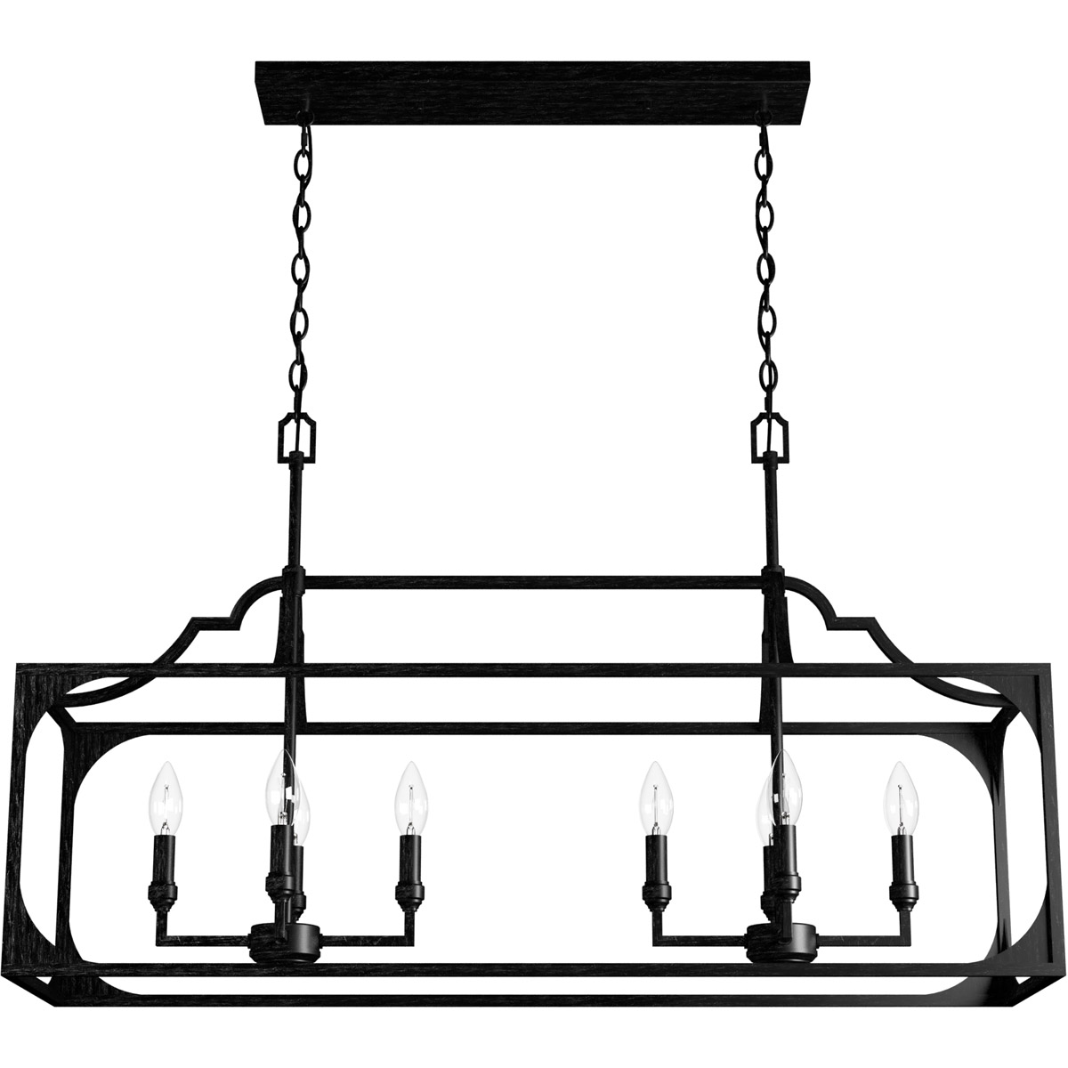 Highland Hill 8 Light 40 inch Rustic Iron Linear Chandelier Ceiling Light