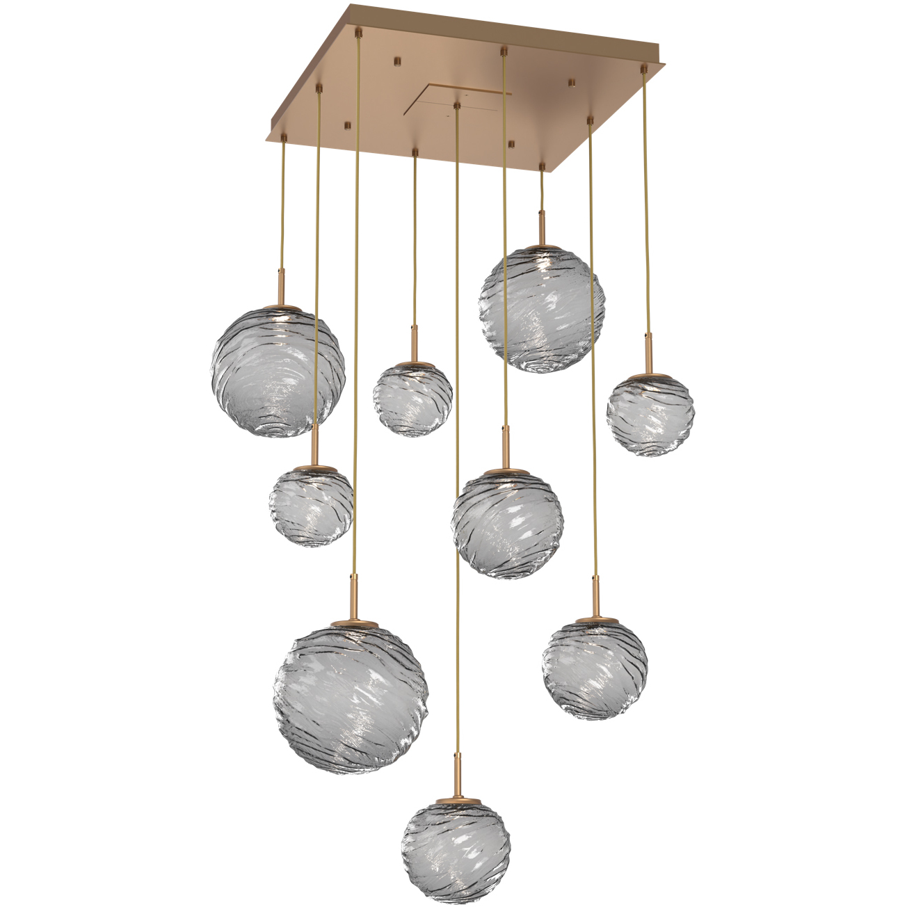 Gaia LED 30 inch Novel Brass Multi-Pendant Ceiling Light in Smoke, 2700K LED