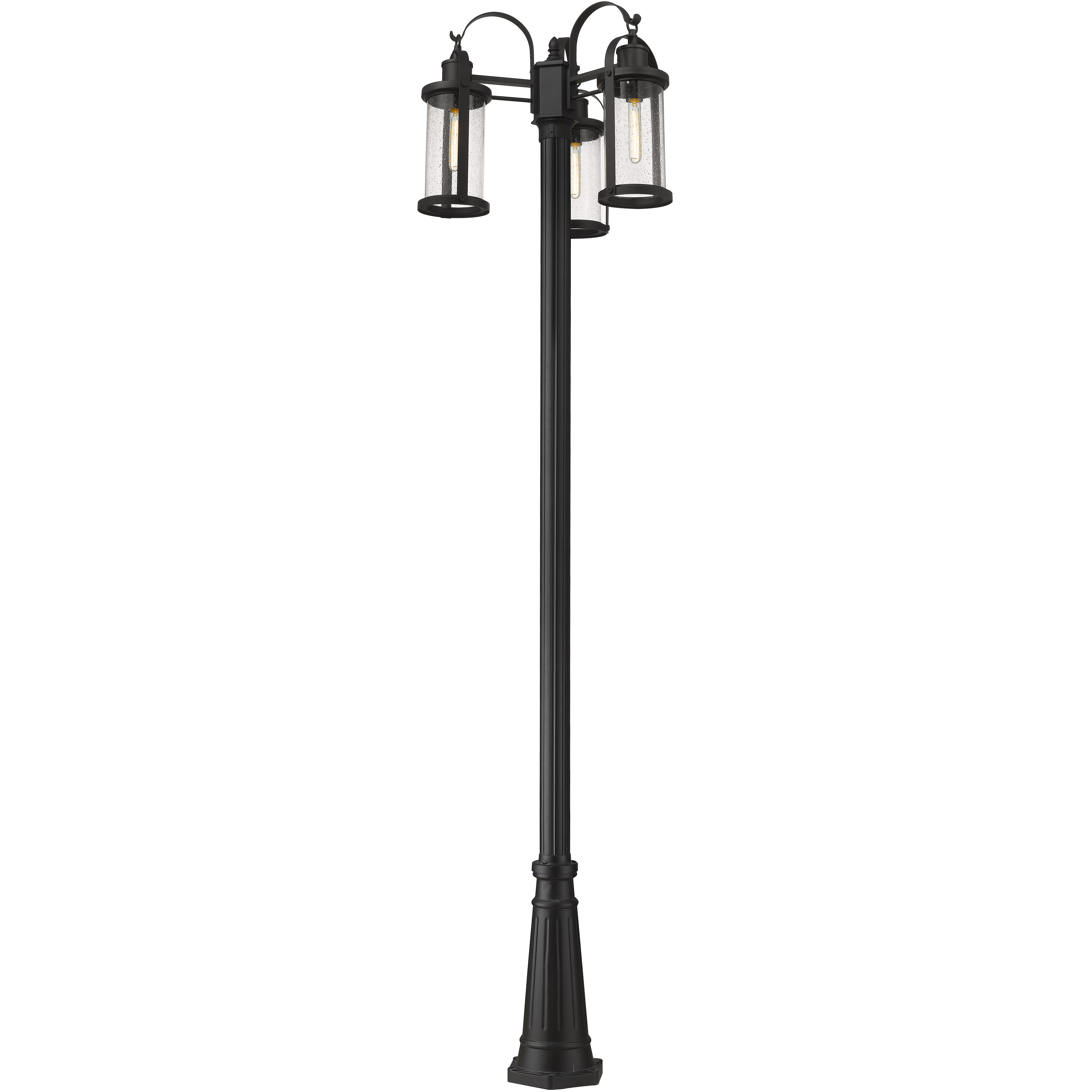 Roundhouse 3 Light 106.5 inch Black Outdoor Post Mounted Fixture