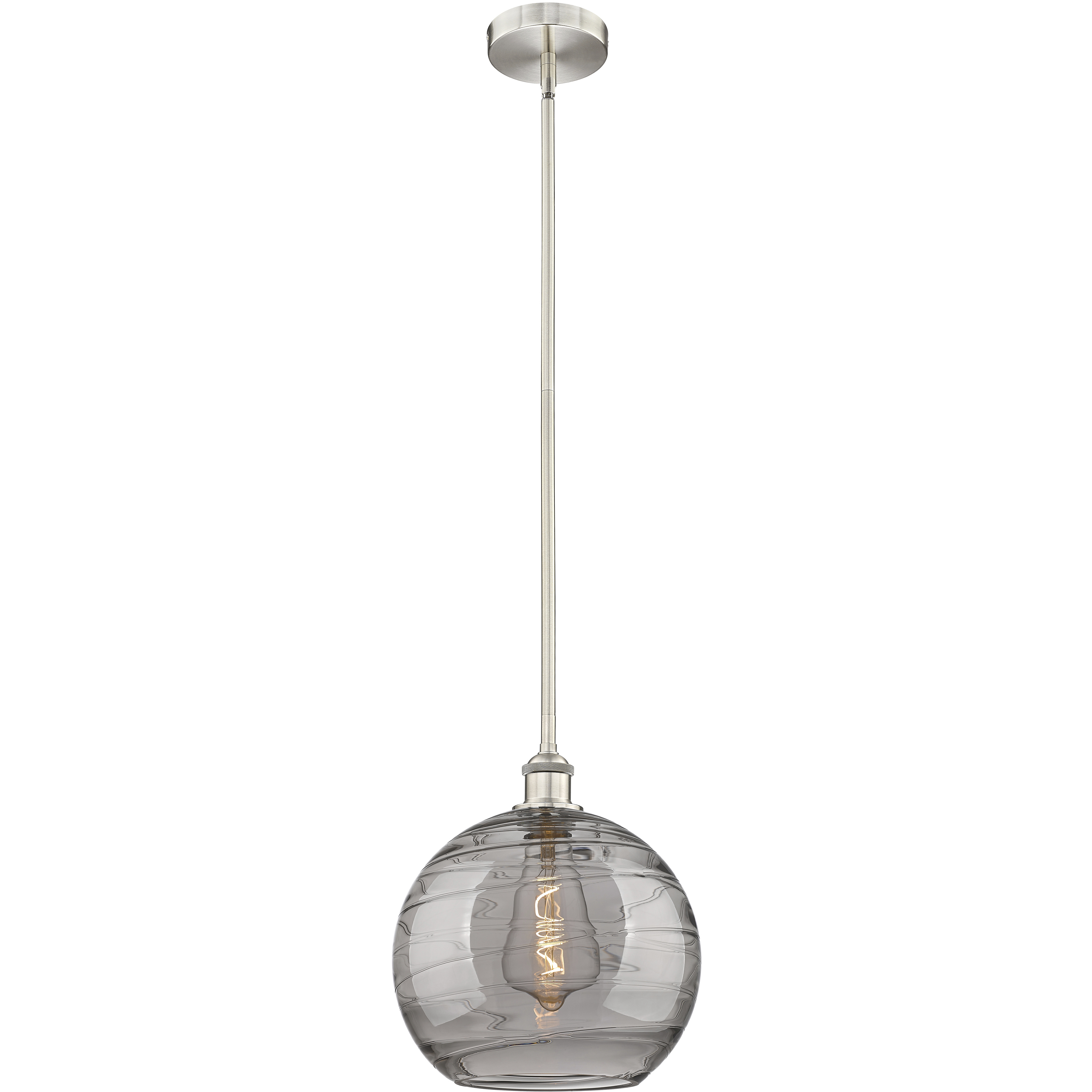 Edison Athens Deco Swirl 1 Light 12 inch Brushed Satin Nickel Stem Hung Mini Pendant Ceiling Light