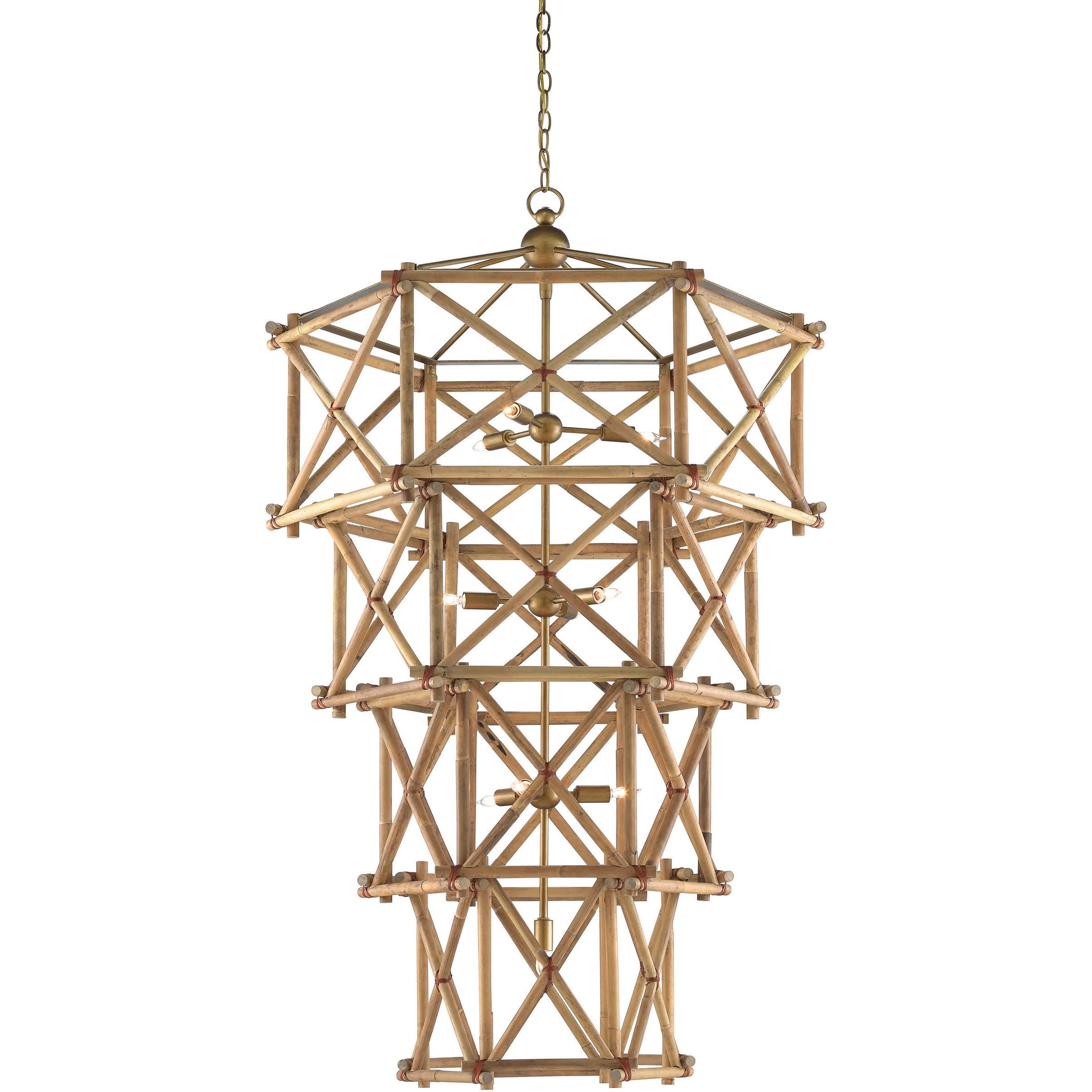Kingali 10 Light 34 inch New Brass Chandelier Ceiling Light, Grande