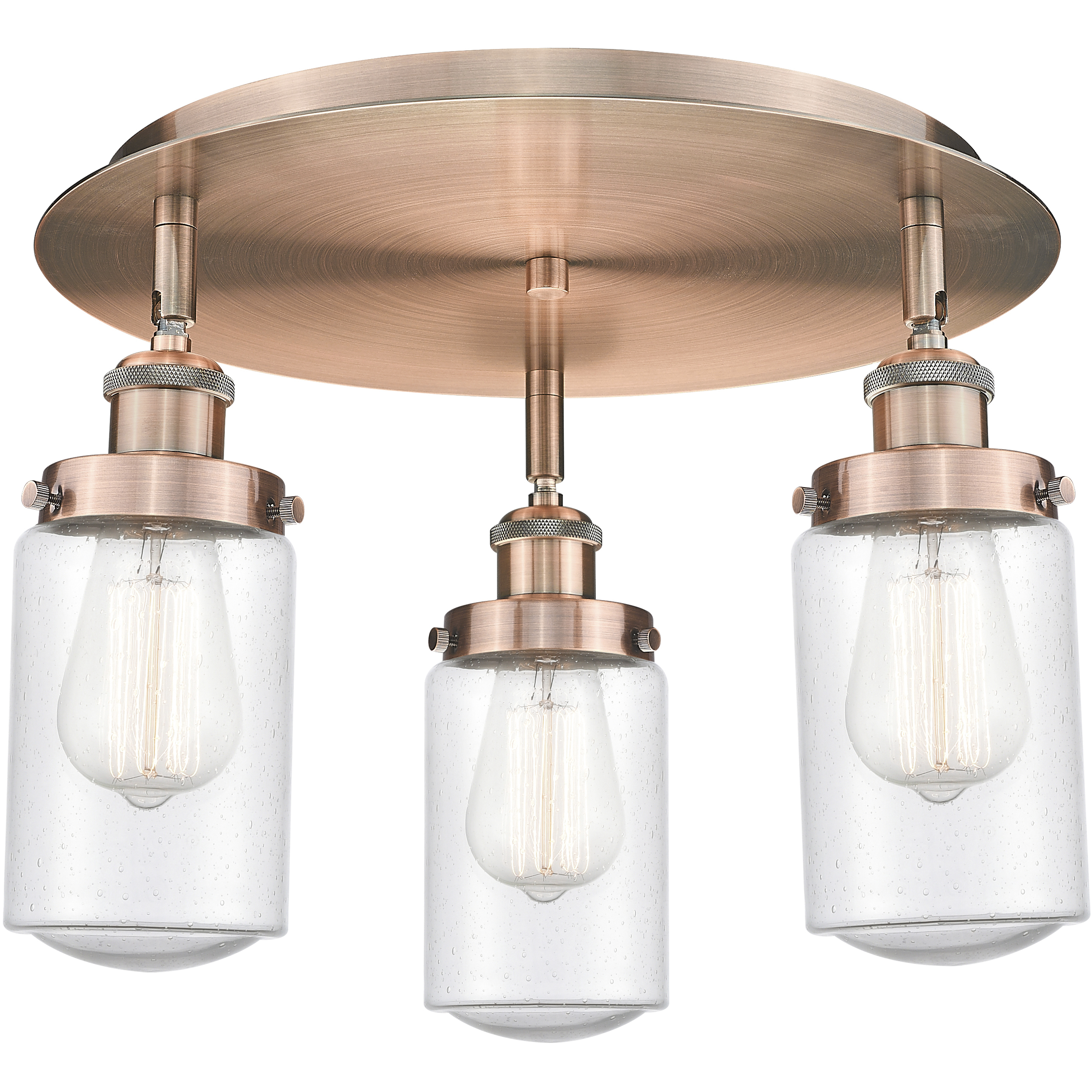 Dover 3 Light 16.25 inch Antique Copper Flush Mount Ceiling Light in Seedy