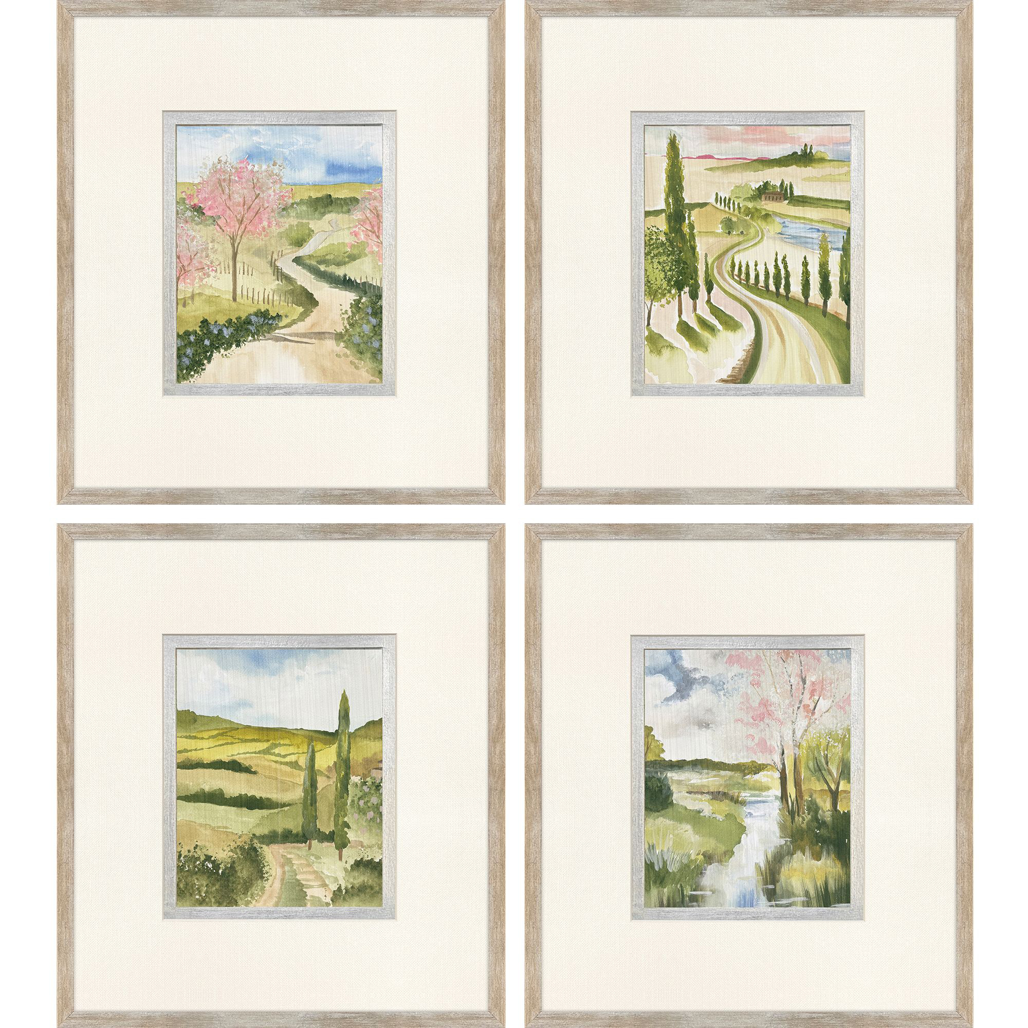 Garden Retreat II Green and Brown and Pink and White Framed Art, The Studio