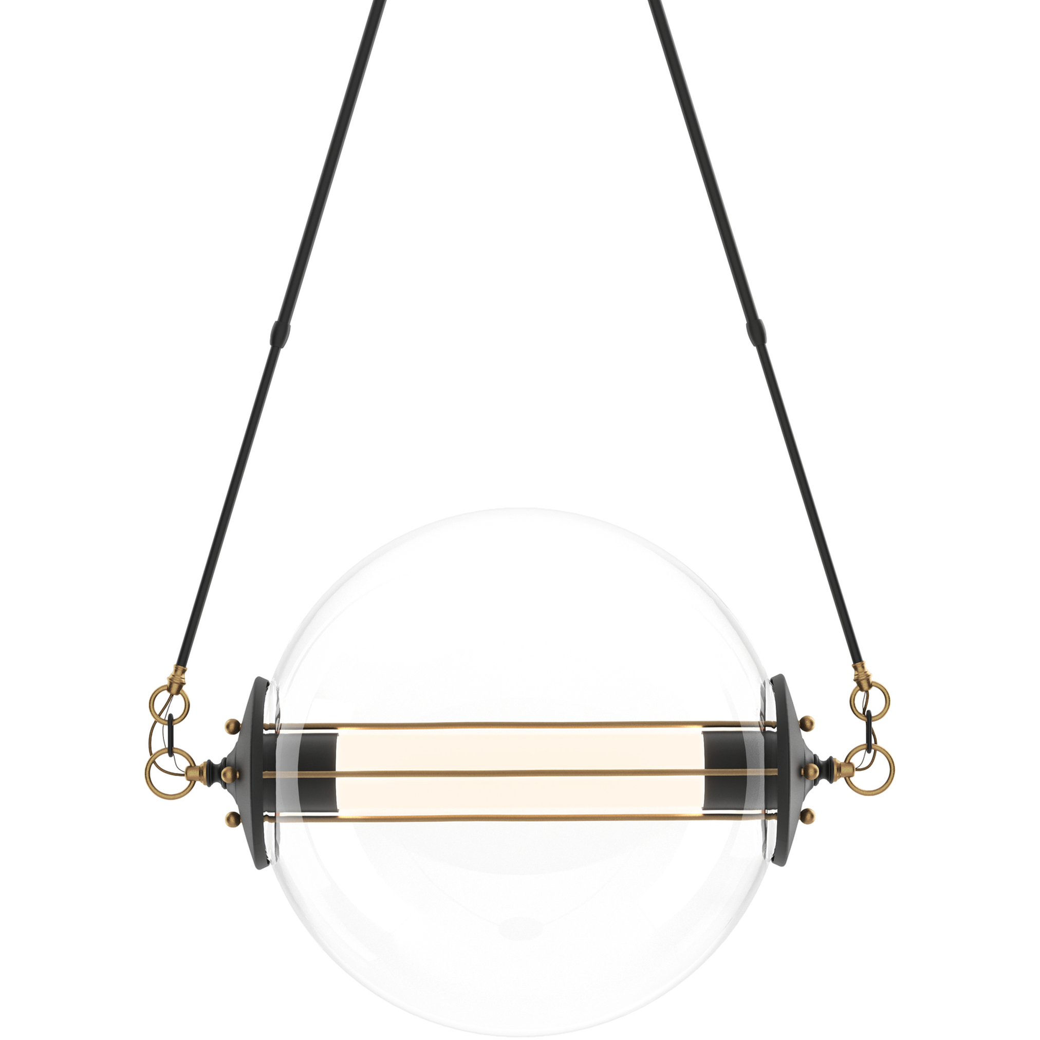 Otto 2 Light 28.4 inch Black with Brass Pendant Ceiling Light in Clear with Frost, Long