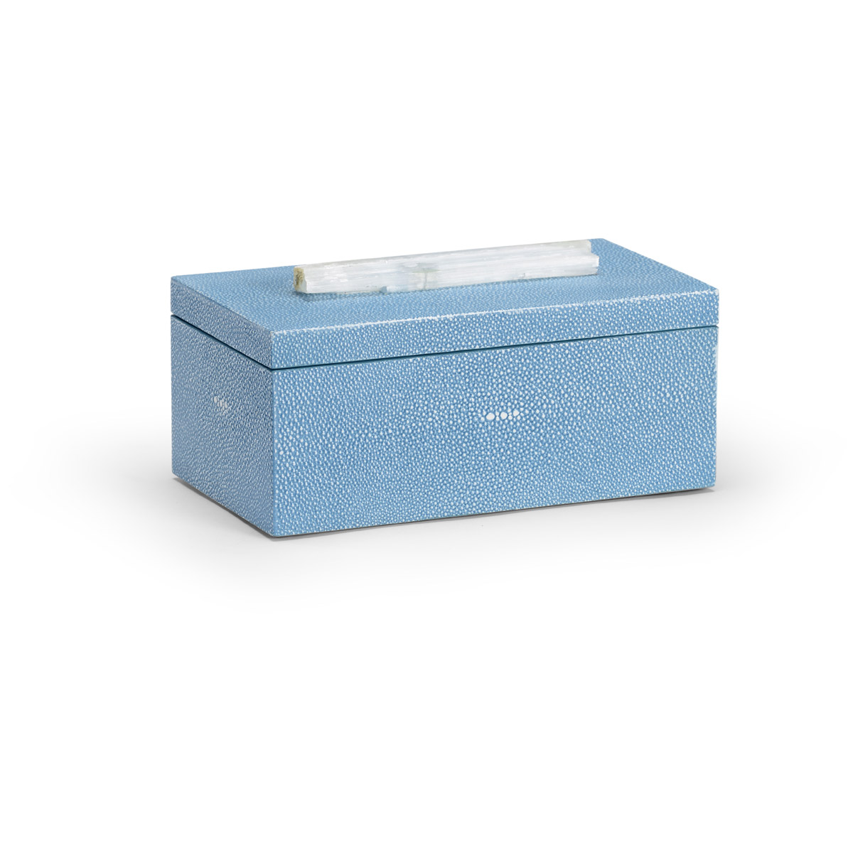 Chelsea House 11 inch Blue Shagreen/Natural Rock Crystal Decorative Box, Medium