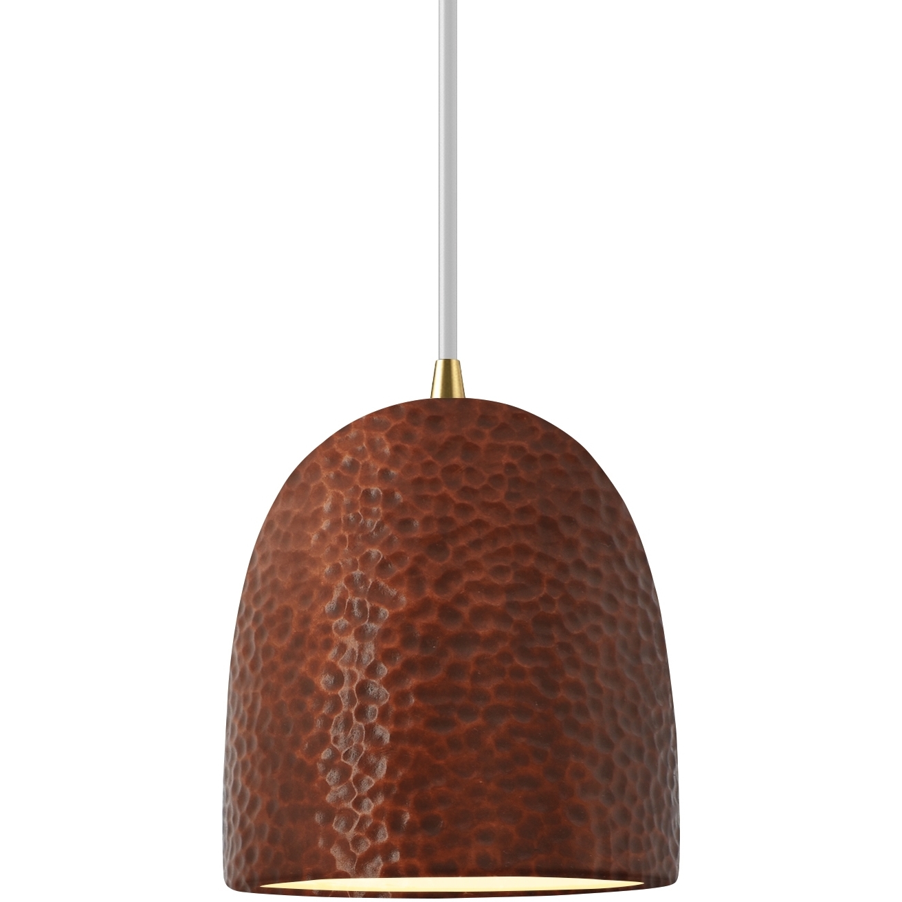 Radiance Collection LED 9 inch Antique Brass and Hammered Copper and White Pendant Ceiling Light