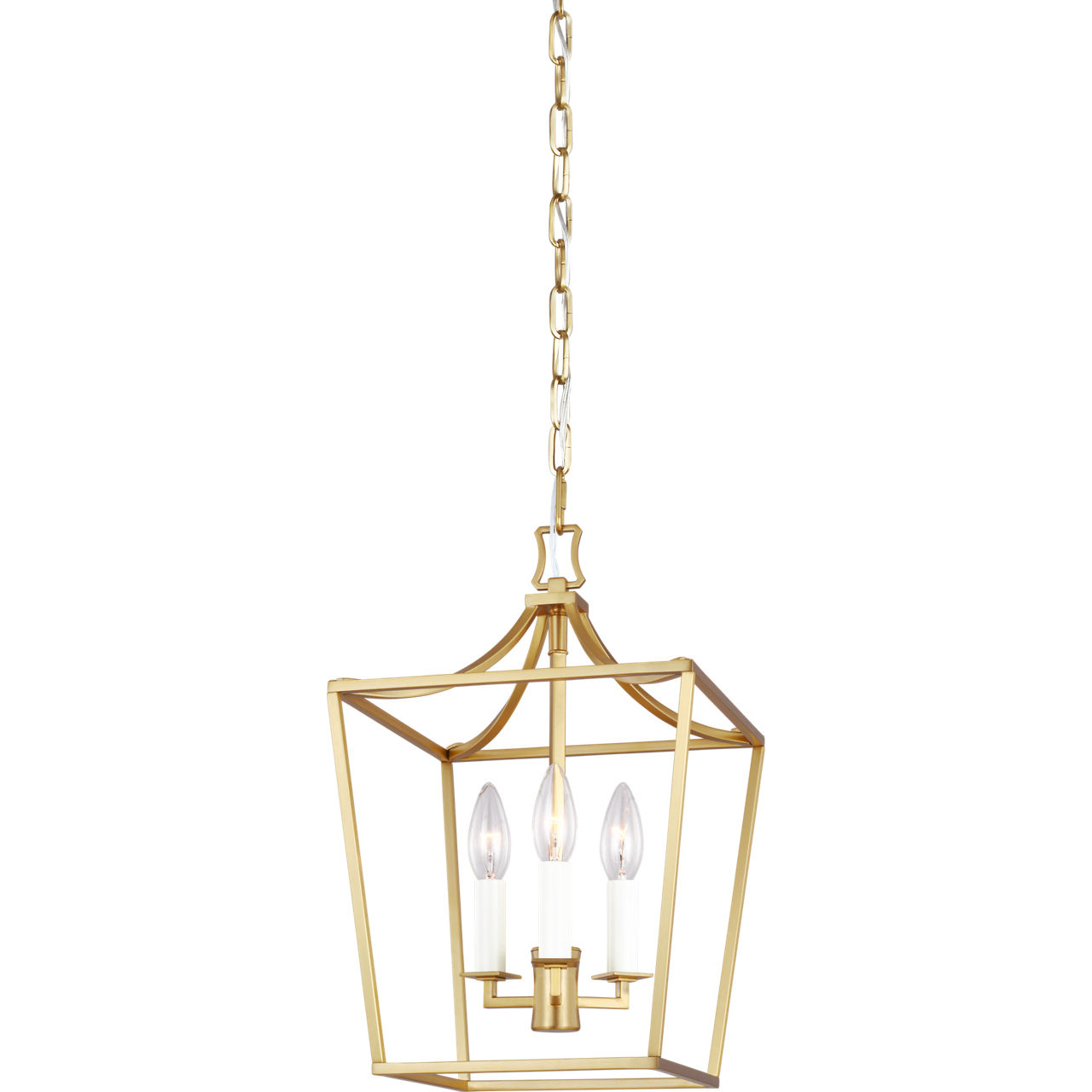 C&M by Chapman & Myers Southold 3 Light 10 inch Burnished Brass Indoor Lantern Ceiling Light