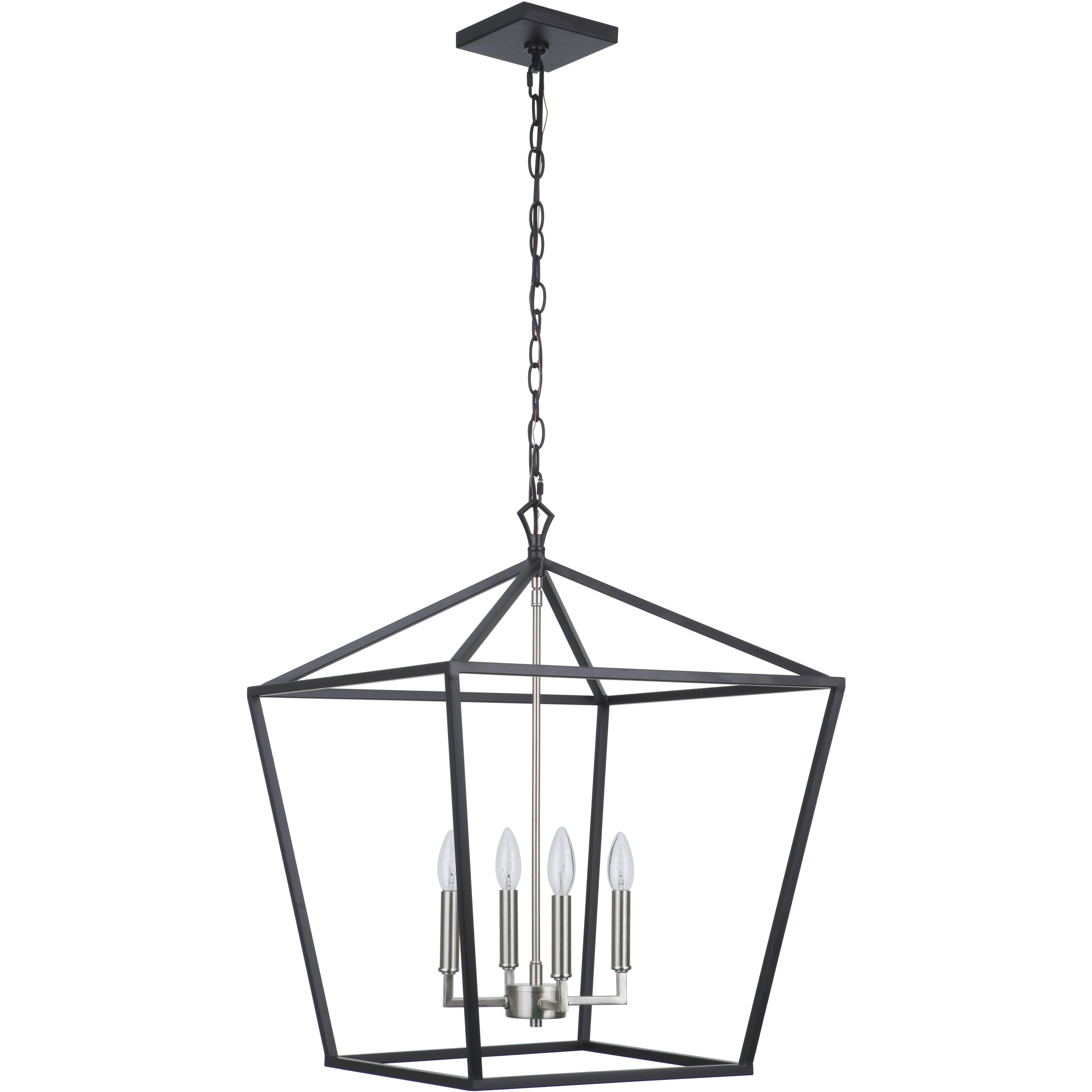 Flynt II 4 Light 20 inch Flat Black/Brushed Polished Nickel Foyer Light Ceiling Light