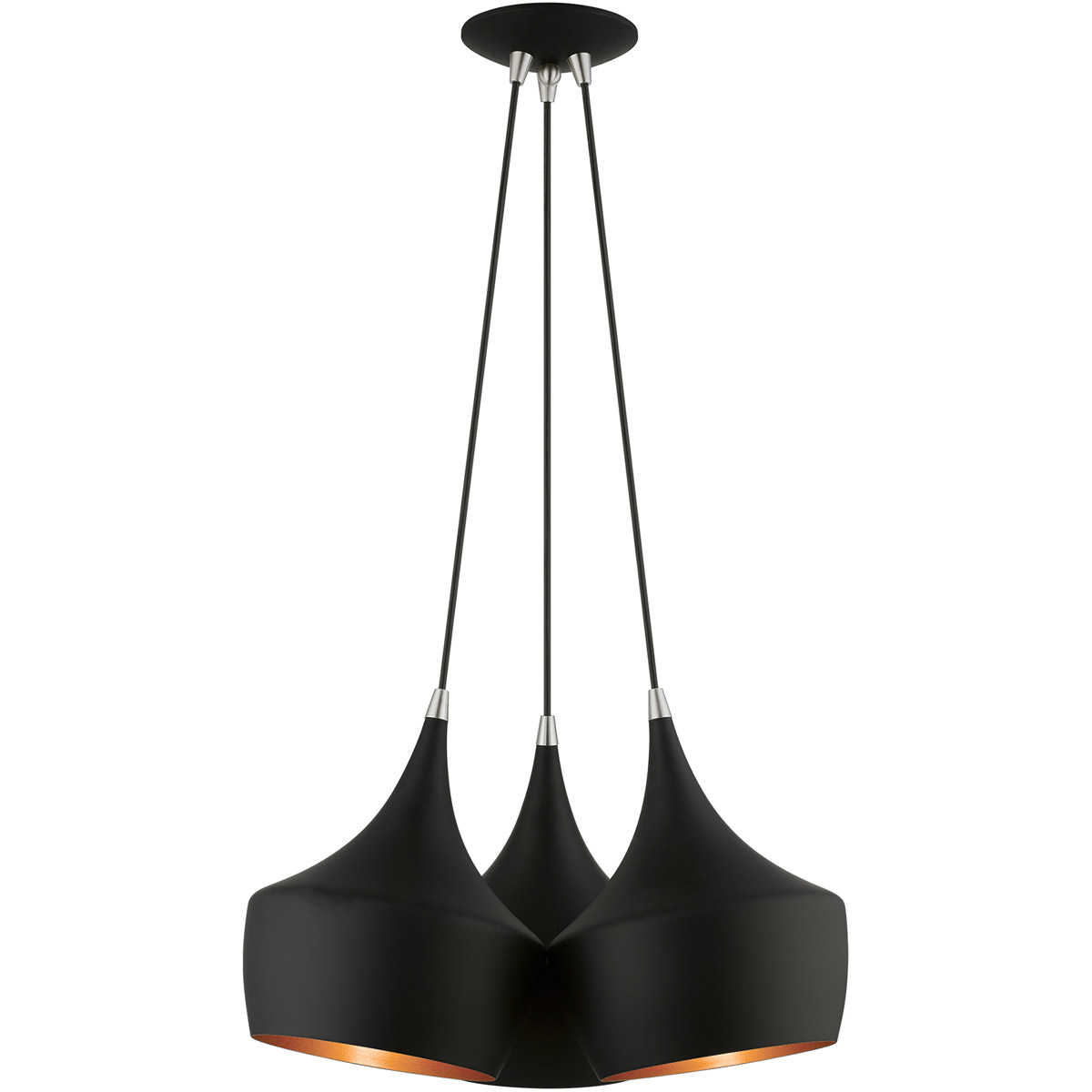 Waldorf 3 Light 20.5 inch Black Cluster Pendant Ceiling Light