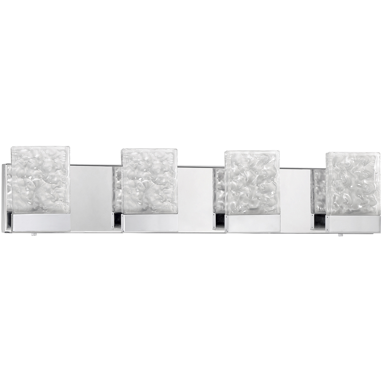 Astron 4 Light 27 inch Chrome Vanity Light Wall Light in Frosted Fossilized Ice