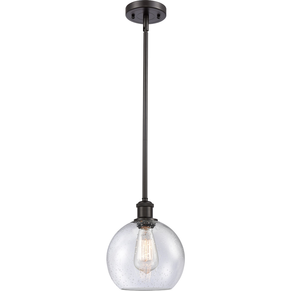 Ballston Athens 1 Light 8 inch Oil Rubbed Bronze Pendant Ceiling Light in Seedy Glass, Ballston