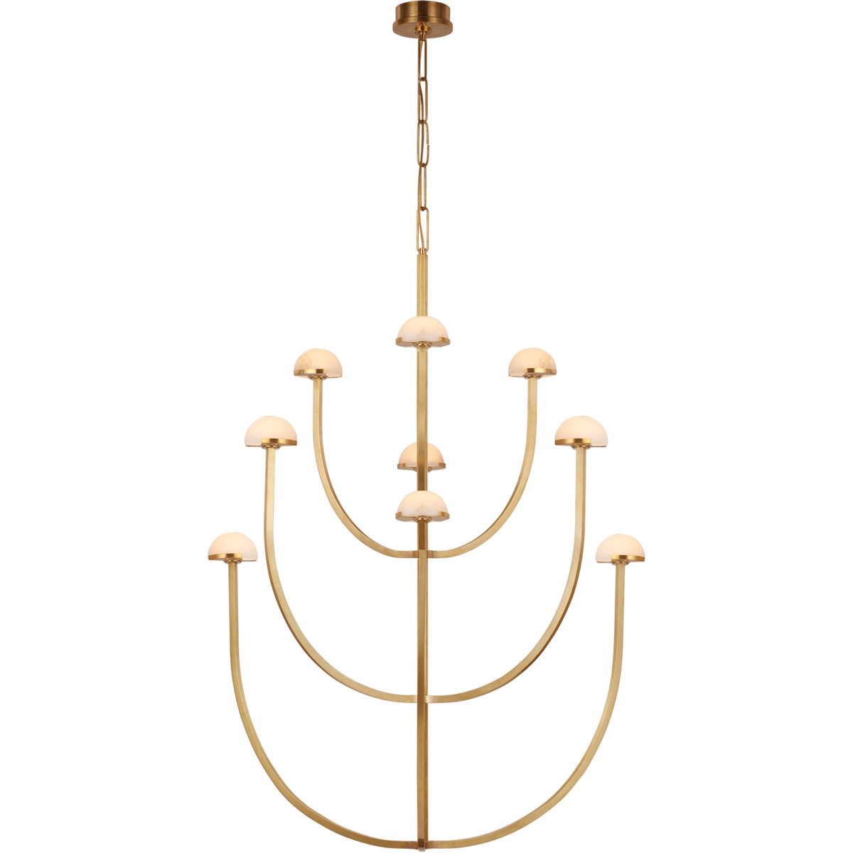 Kelly Wearstler Pedra LED 35.25 inch Antique-Burnished Brass Three-Tier Chandelier Ceiling Light, Large