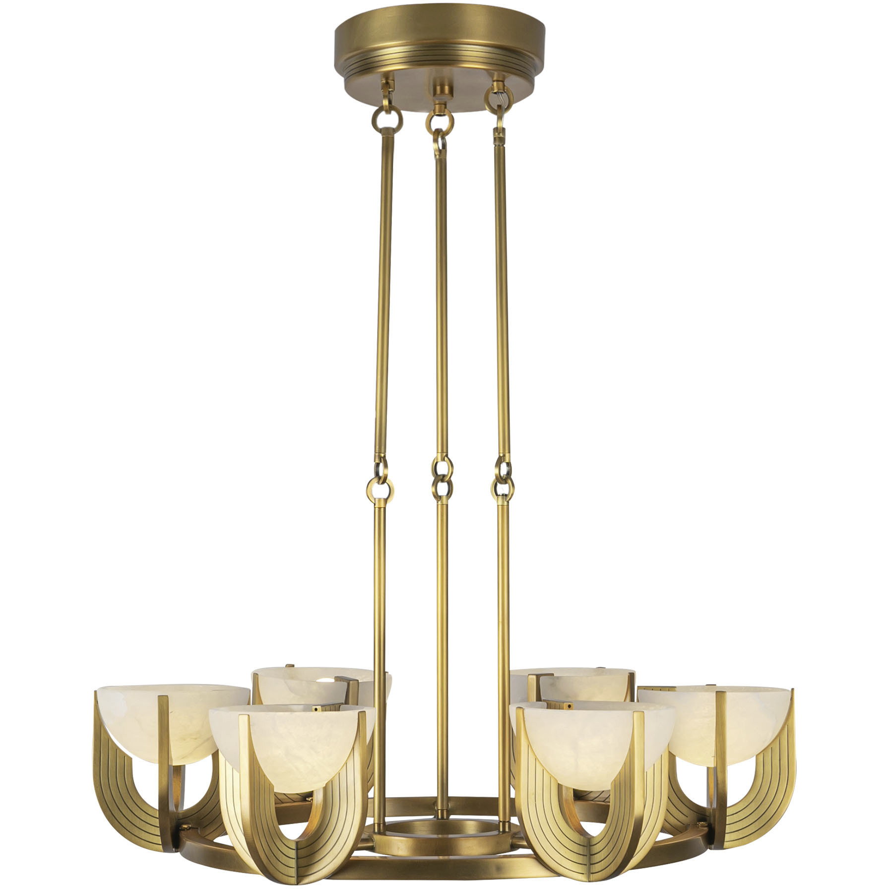 Colette LED 27.25 inch Vintage Brass/Alabaster Chandelier Ceiling Light