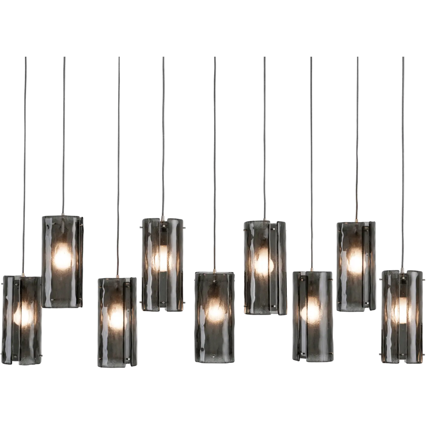 Textured Glass 9 Light 66.3 inch Novel Brass Multi-Pendant Ceiling Light