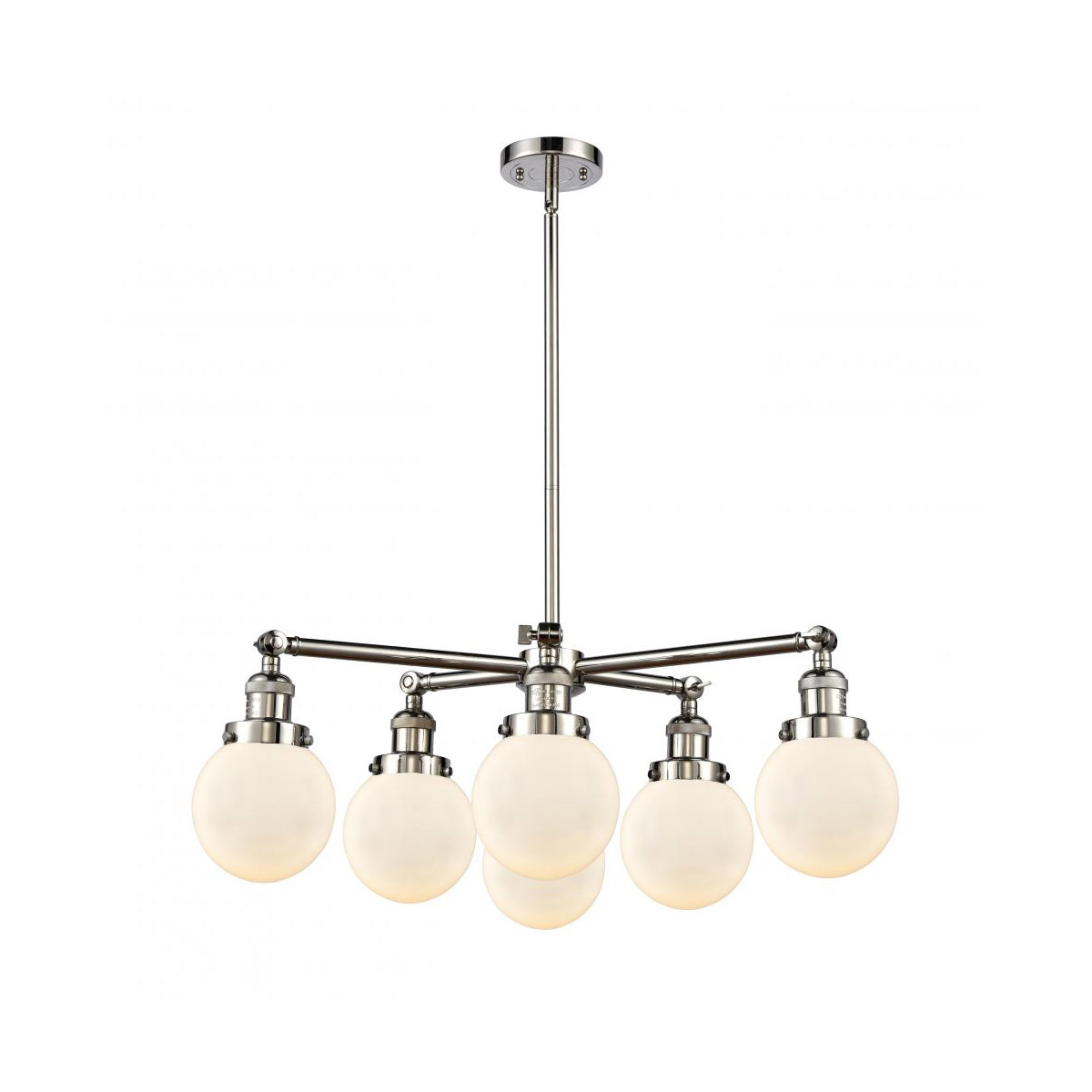 Franklin Restoration Beacon 6 Light 30 inch Polished Nickel Chandelier Ceiling Light in Incandescent, Seedy Glass, Franklin Restoration