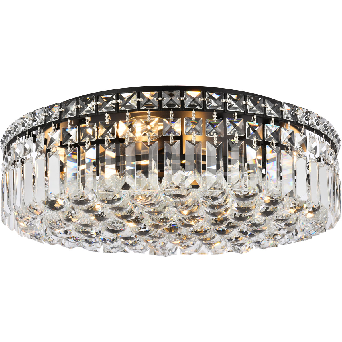 Maxime 6 Light 20 inch Black and Clear Flush Mount Ceiling Light in Royal Cut