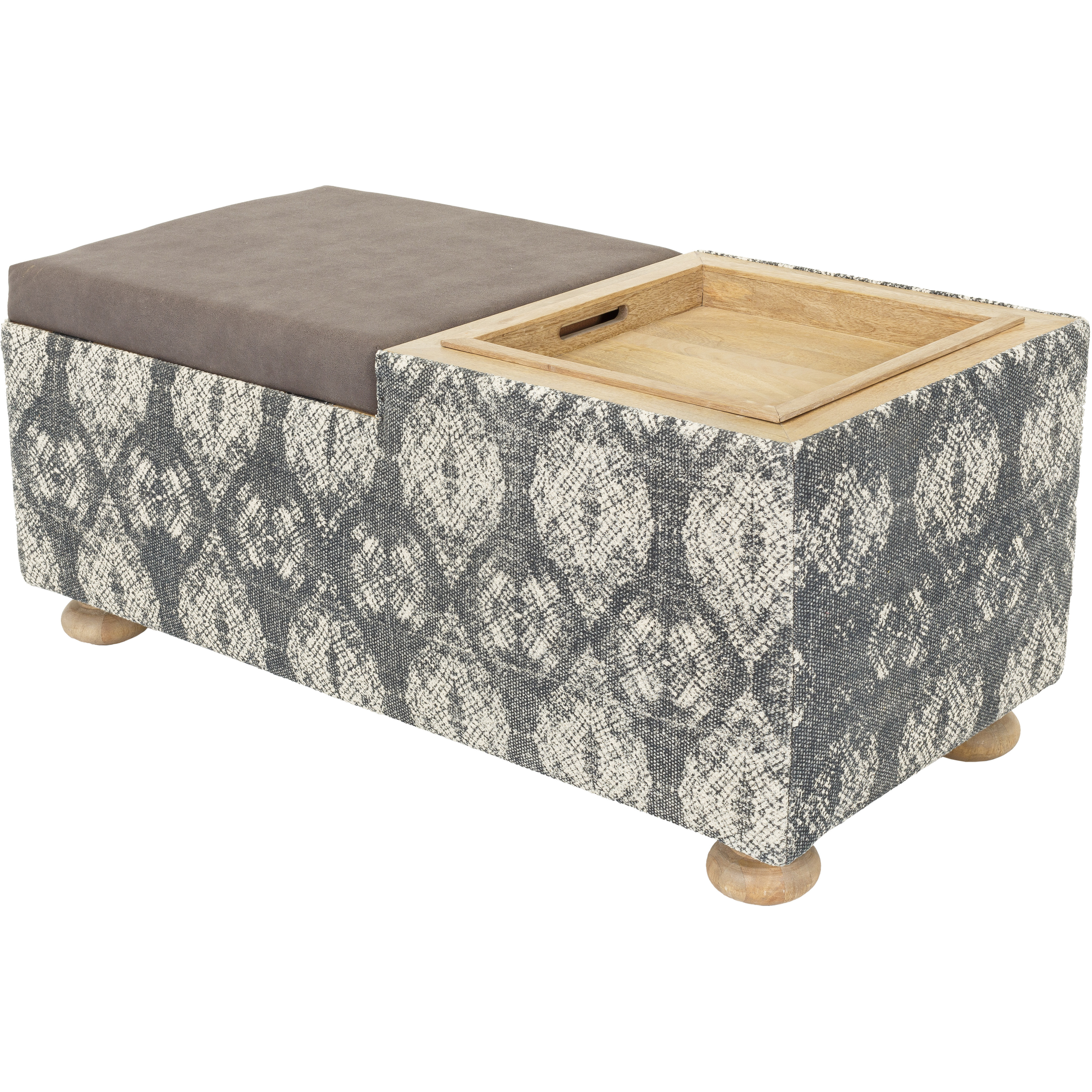 Arturo 17.75 inch Medium Grey Storage Ottoman