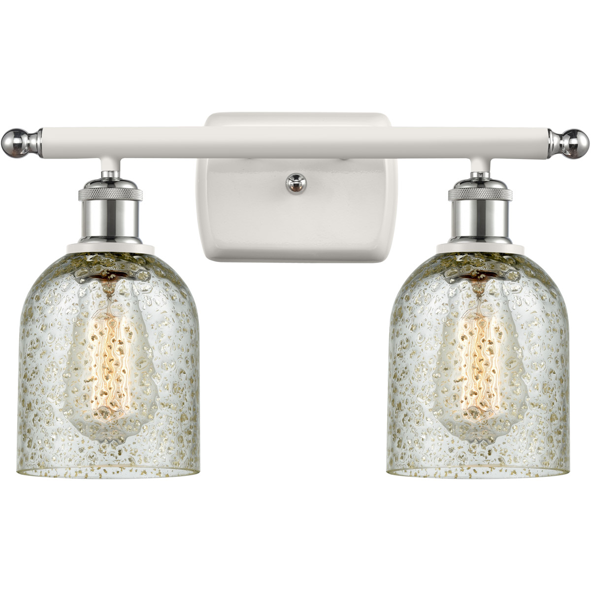 Ballston Caledonia 2 Light 16 inch White and Polished Chrome Bath Vanity Light Wall Light in Mica Glass, Ballston