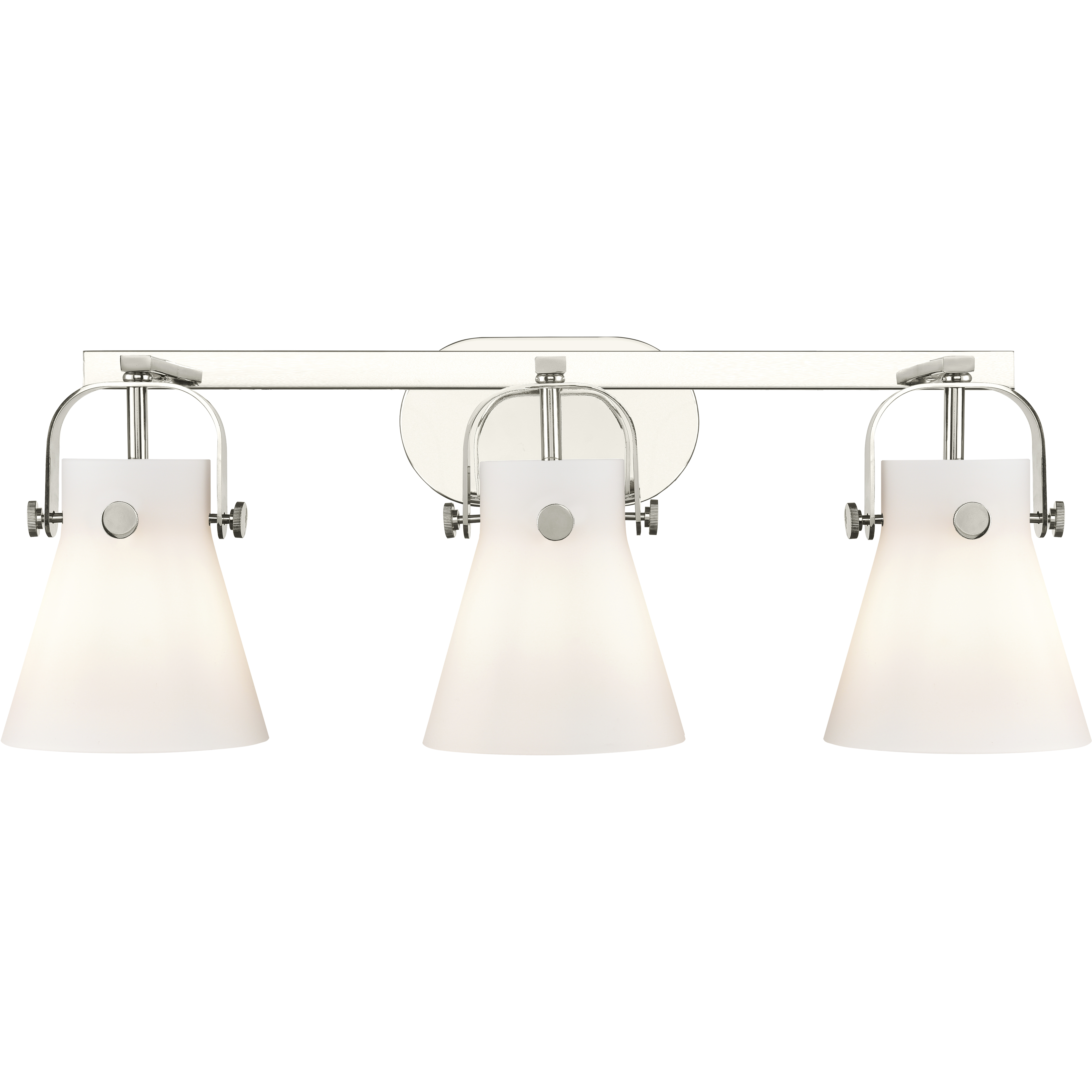 Pilaster II Cone 3 Light 26.5 inch Polished Nickel Bath Vanity Light Wall Light in Matte White Glass