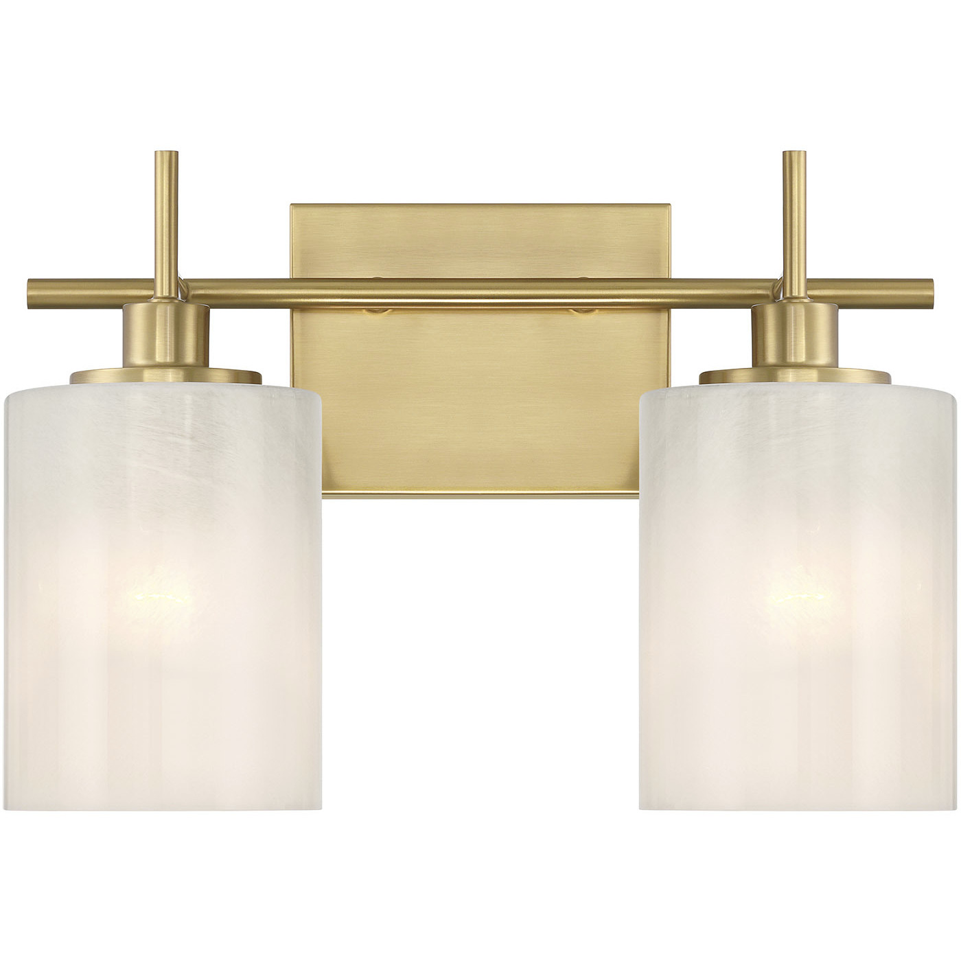 Modern 2 Light 14 inch Natural Brass Bathroom Vanity Light Wall Light