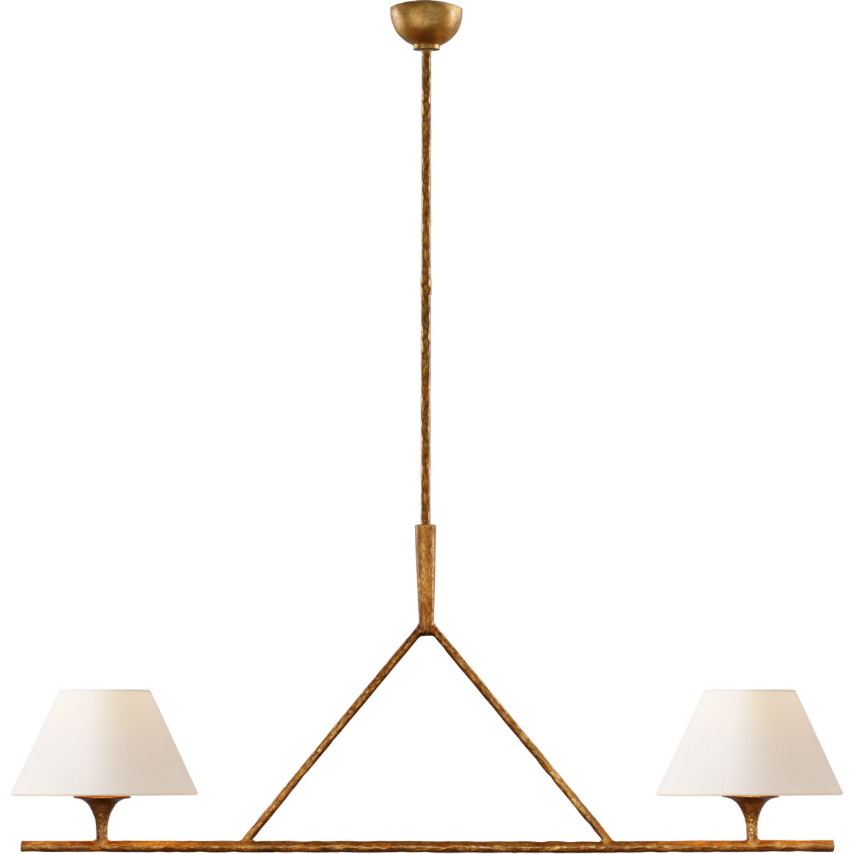 Ian K. Fowler Cesta 2 Light 54 inch Gilded Iron Linear Chandelier Ceiling Light, Large