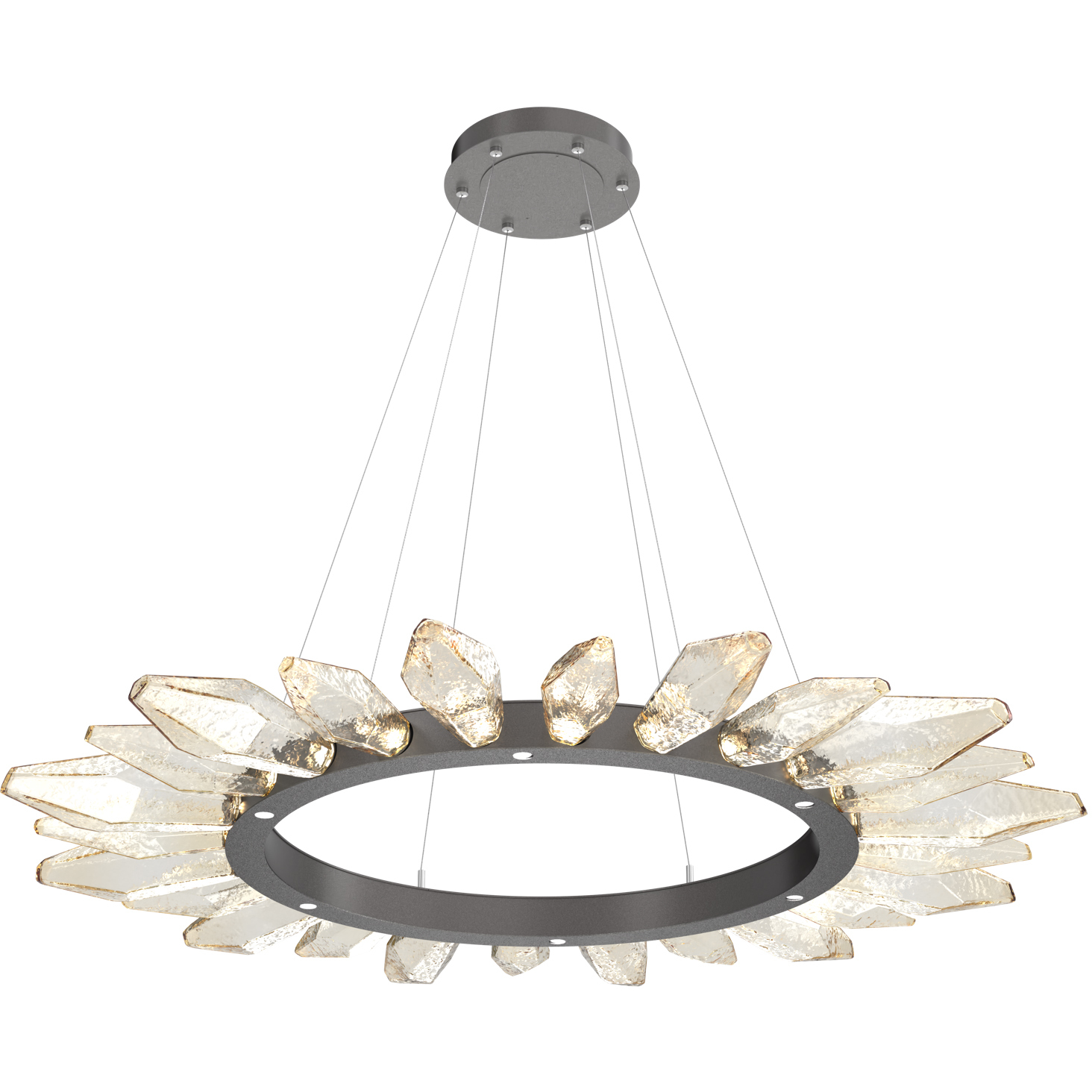 Rock Crystal LED Graphite Chandelier Ceiling Light, Radial Ring