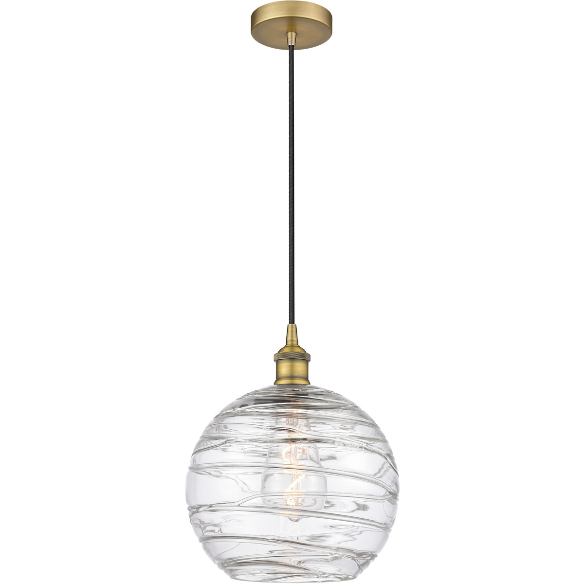 Edison Athens Deco Swirl 1 Light 10 inch Brushed Brass Mini Pendant Ceiling Light