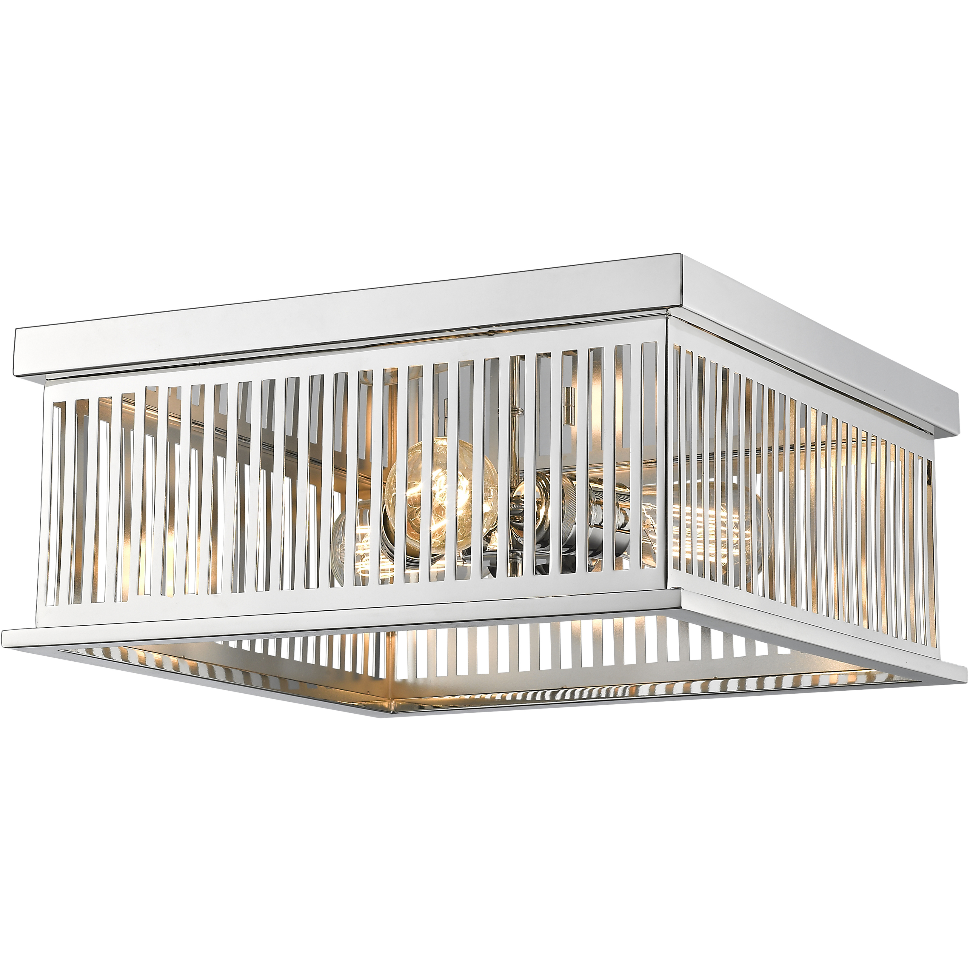 Camellia 3 Light 15 inch Polished Nickel Flush Mount Ceiling Light in Polished Nickel Steel