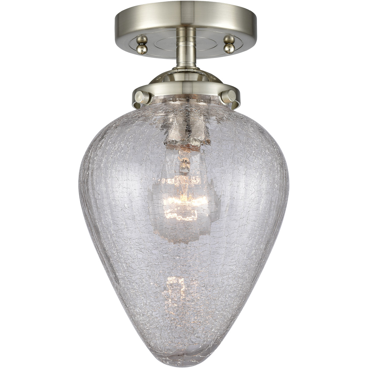 Nouveau Geneseo LED 7 inch Brushed Satin Nickel Semi-Flush Mount Ceiling Light, Nouveau