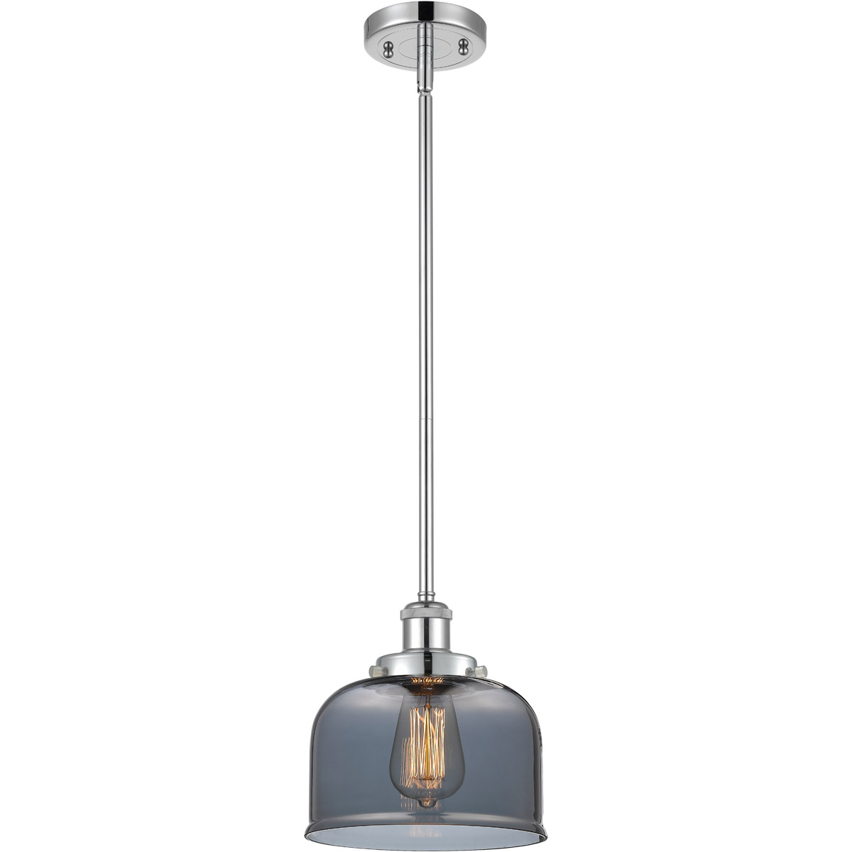 Ballston Large Bell 1 Light 8 inch Polished Chrome Pendant Ceiling Light in Light Smoke Glass, Ballston