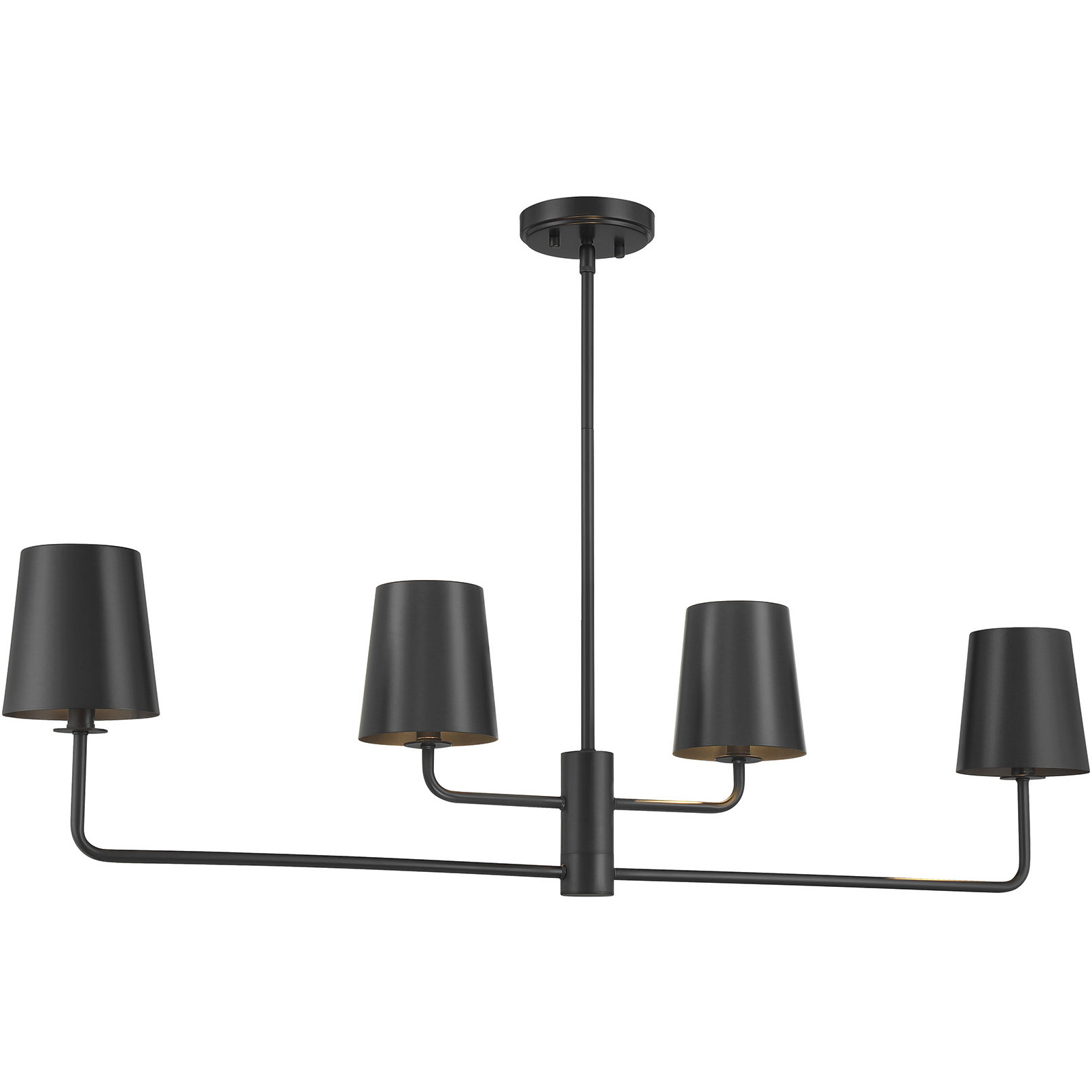 Contemporary 4 Light 42 inch Matte Black Linear Chandelier Ceiling Light