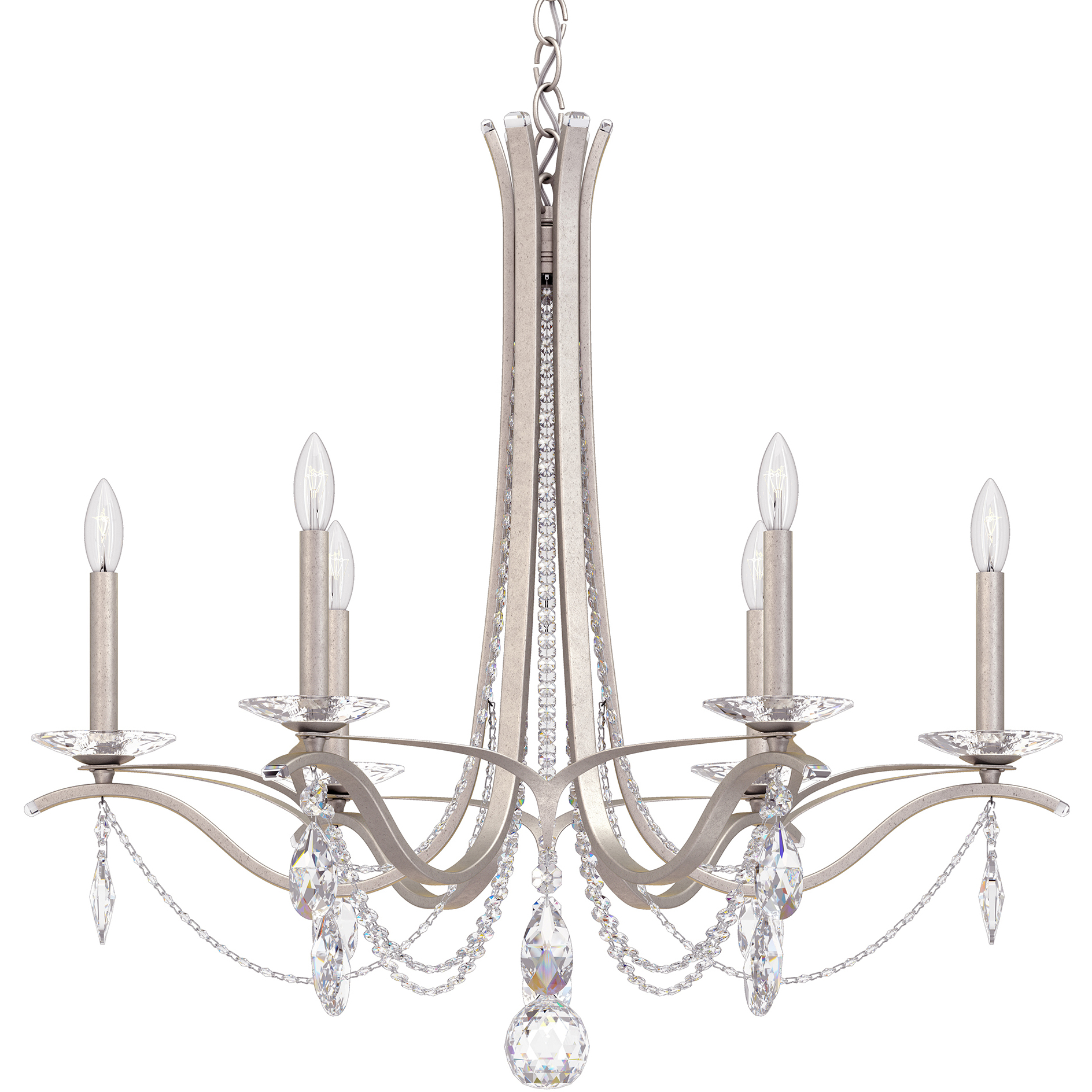 Vesca 6 Light 33 inch Antique Silver Chandelier Ceiling Light in Heritage