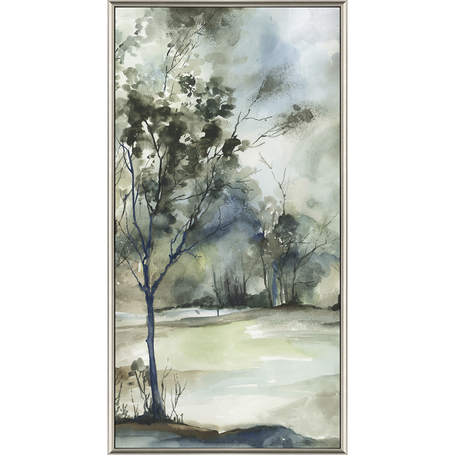 Forest Grove Gray and Beige and Blue and Green Canvas
