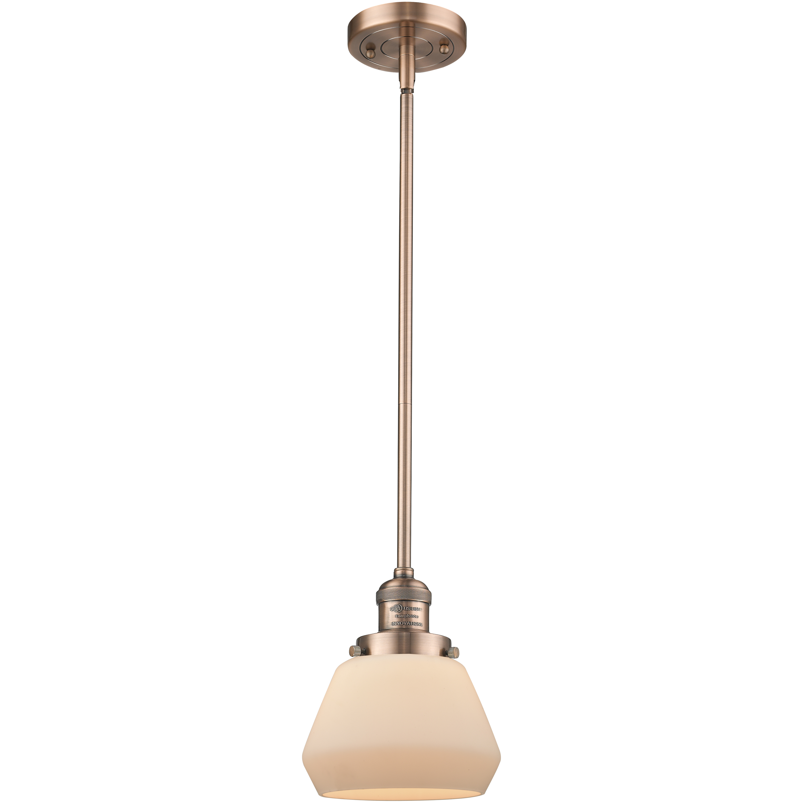 Franklin Restoration Fulton LED 7 inch Antique Copper Mini Pendant Ceiling Light in Matte White, Franklin Restoration