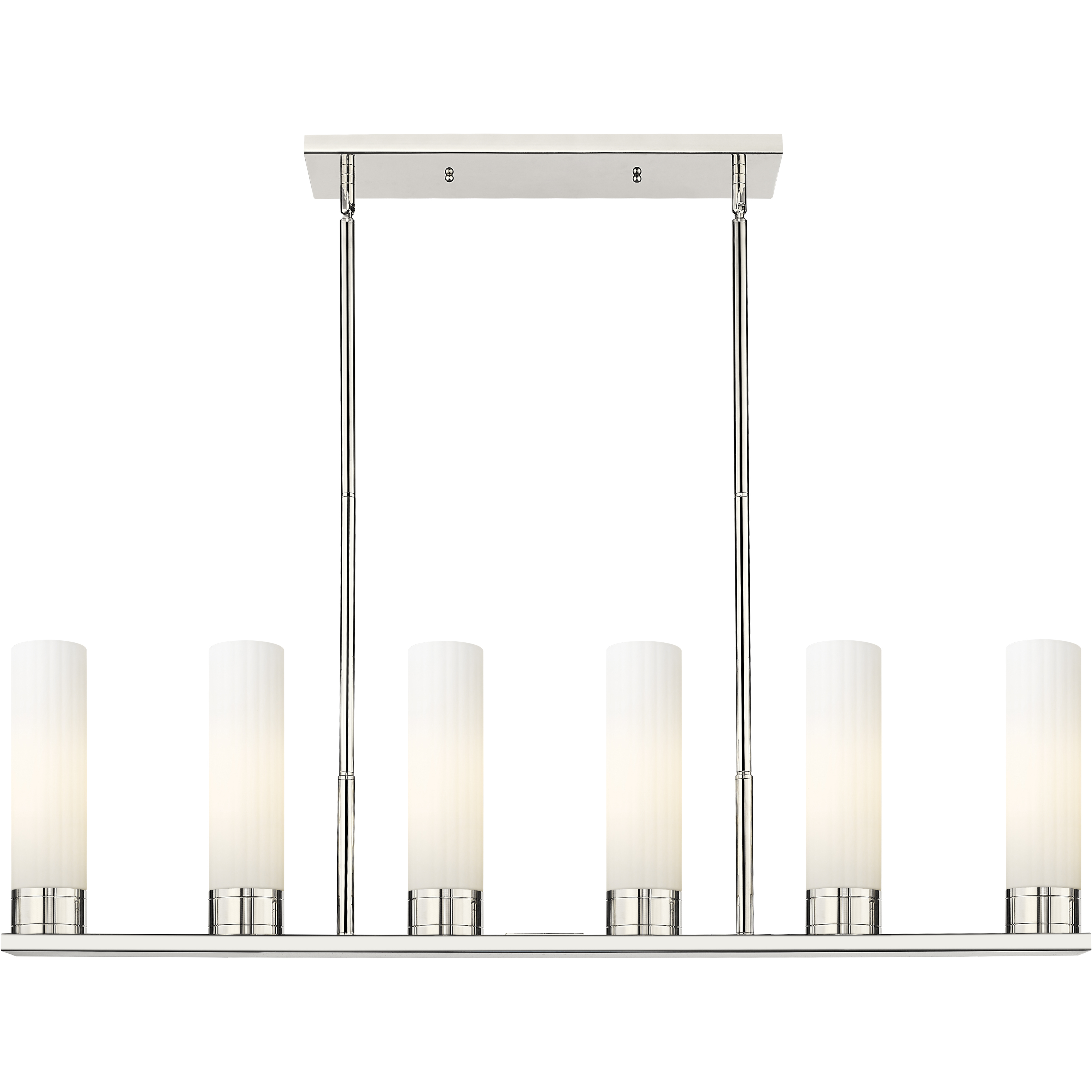 Empire 6 Light 44.25 inch Polished Nickel Linear Pendant Ceiling Light in Matte White Glass